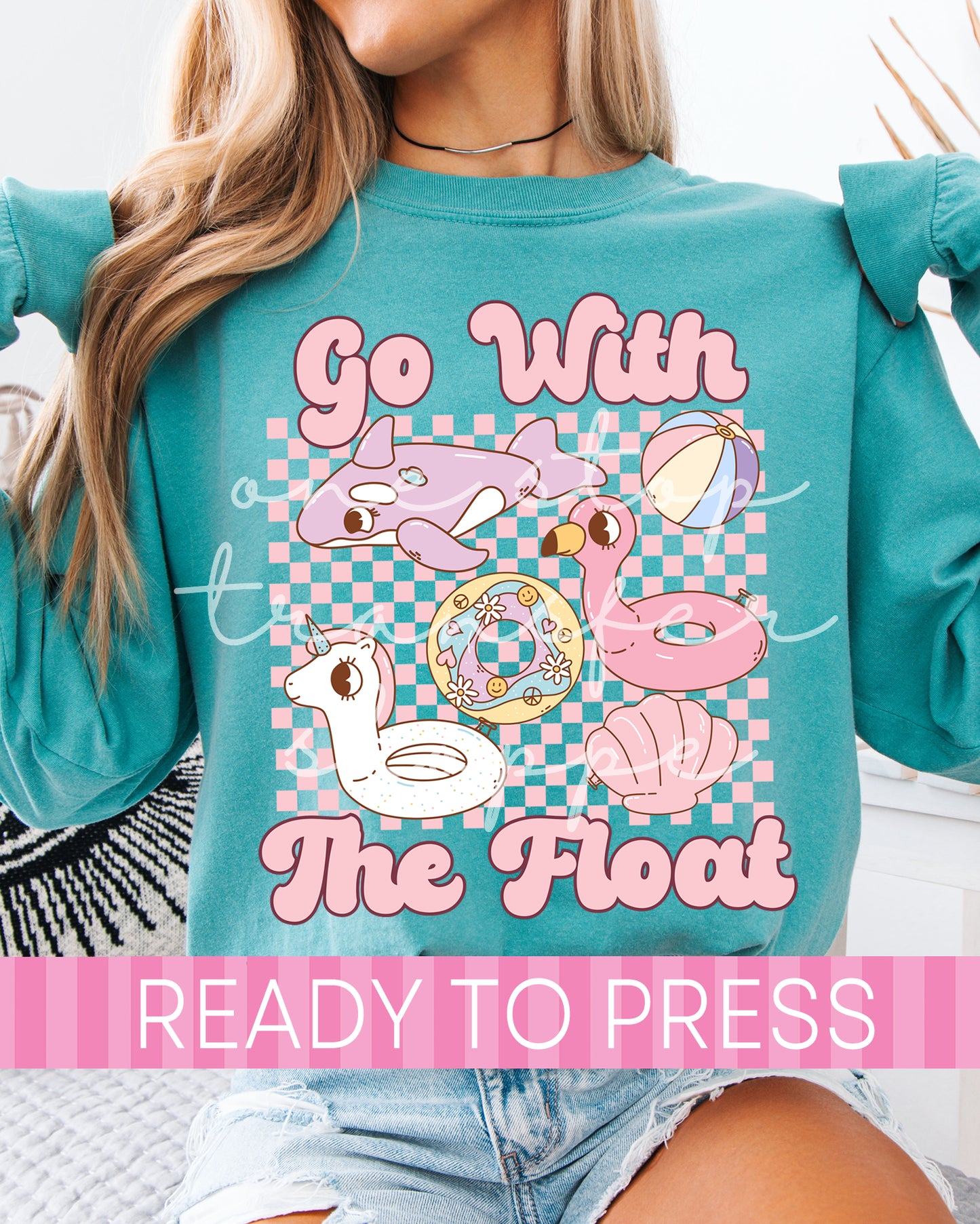 Pink Checker Go With The Float - Ready to Press DTF Transfers