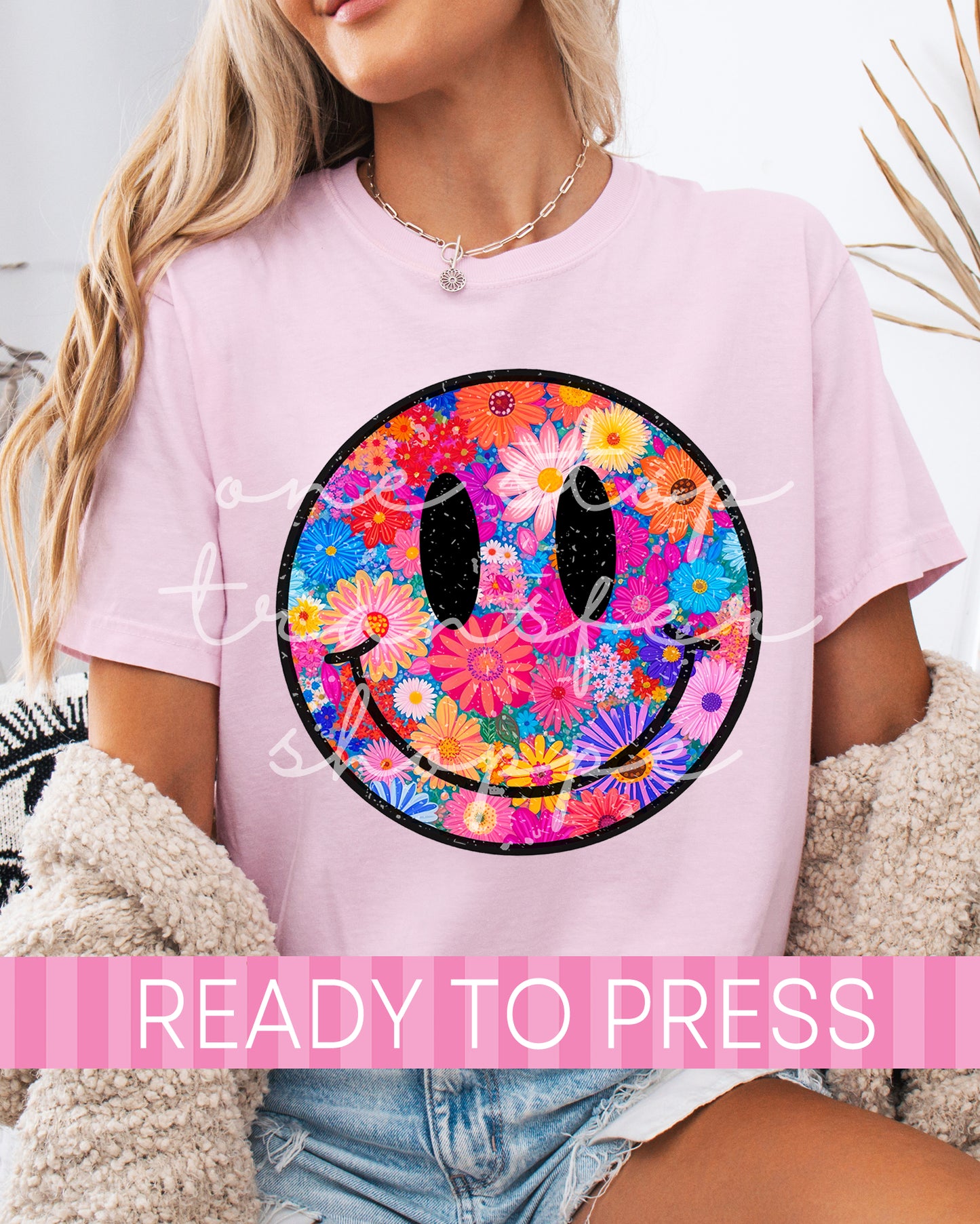 Colorful Flowers Smiley Face - Ready to Press DTF Transfers