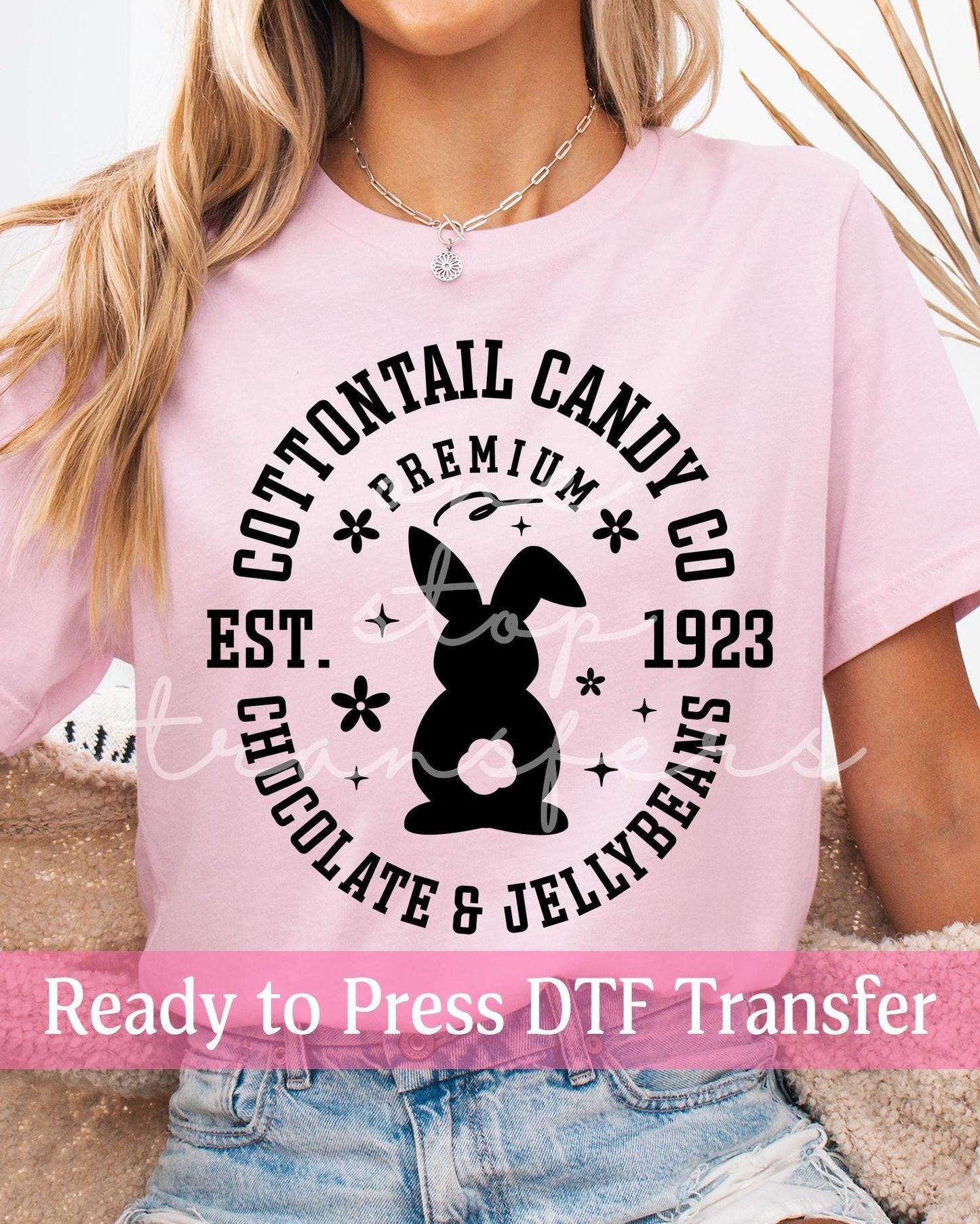 Cottontail Candy Co. Oval Bunny - Ready to Press DTF Transfers