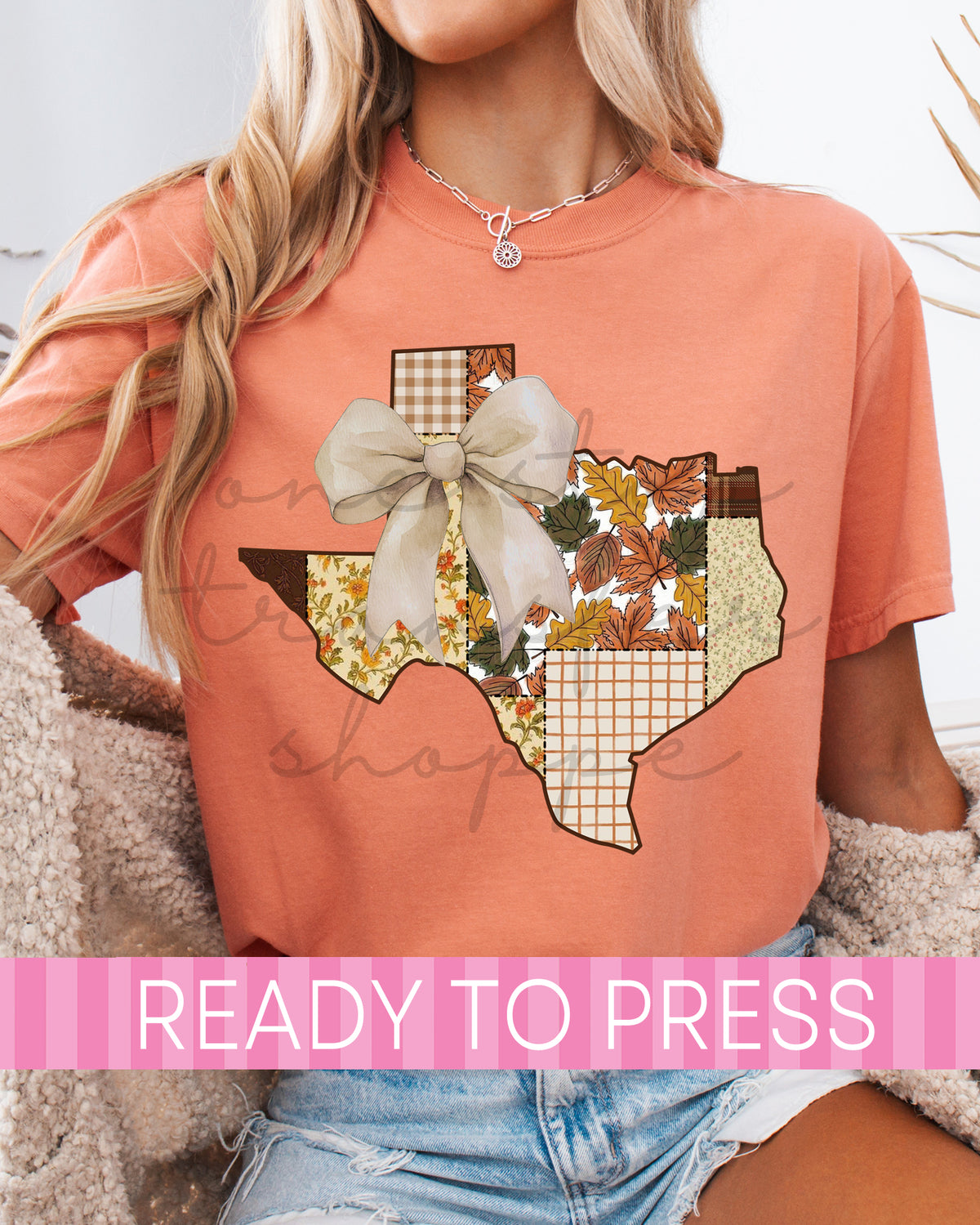 Texas Shape Vintage Fall Patchwork - Ready to Press DTF Transfers