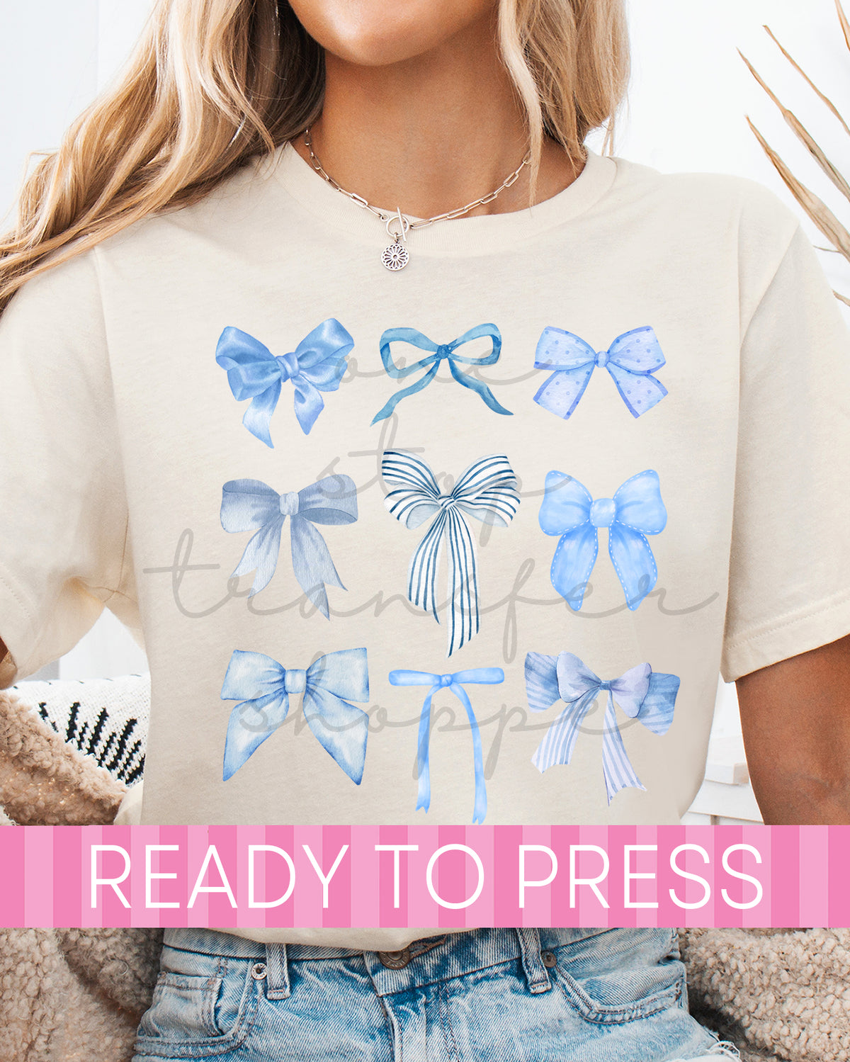 Coquette Blue Bows Collage - Ready to Press DTF Transfers