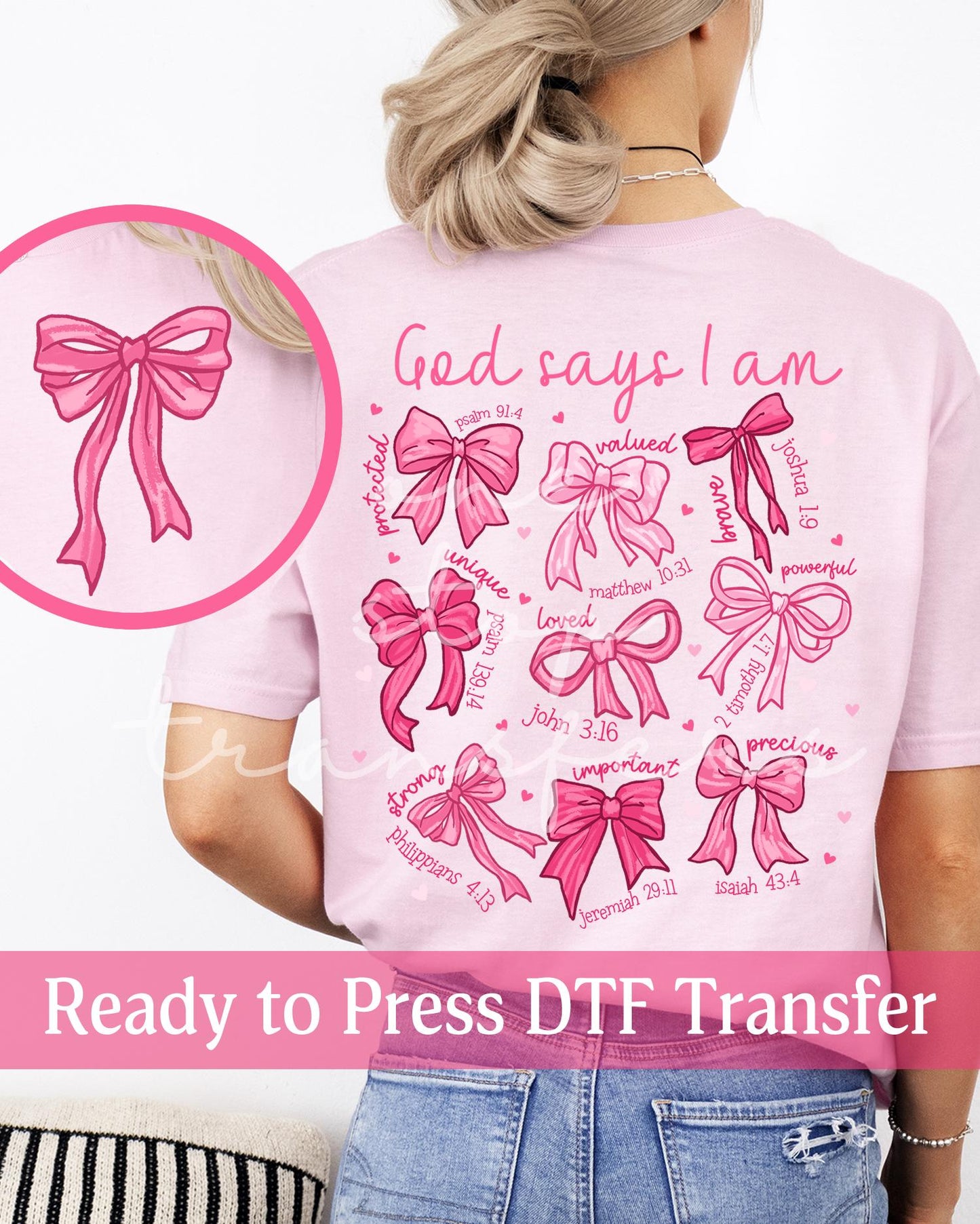 Valentine's Day Valentine Hearts God Says I Am Bible Verses - Ready to Press DTF Transfers