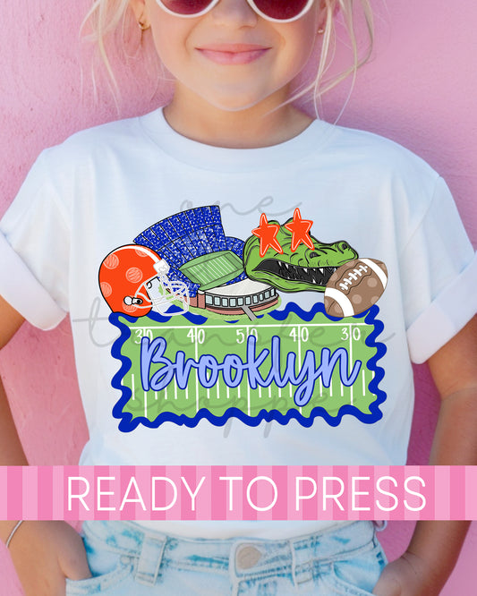 Custom Name Alligator Football Mascot - Ready to Press DTF Transfers