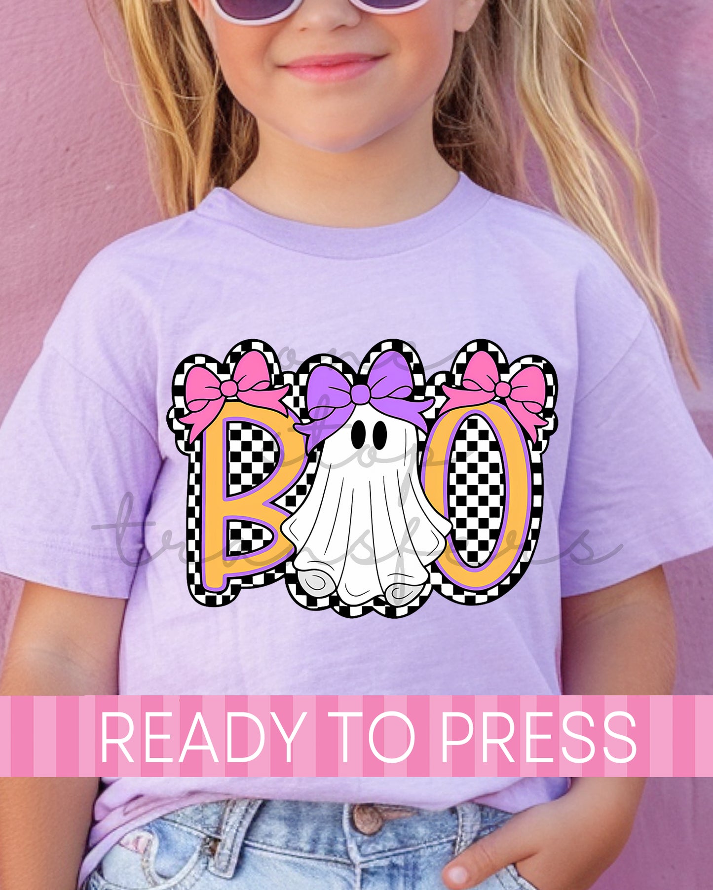 Girly Checker Coquette BOO Ghost - Ready to Press DTF Transfers