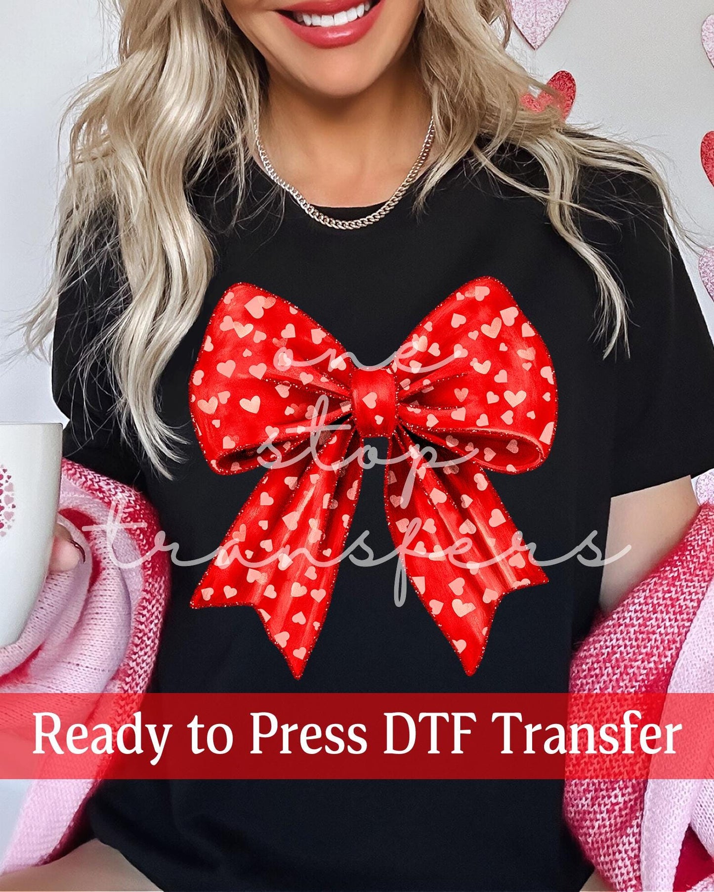Valentine's Day Coquette Valentine Heart Bow - Ready to Press DTF Transfers