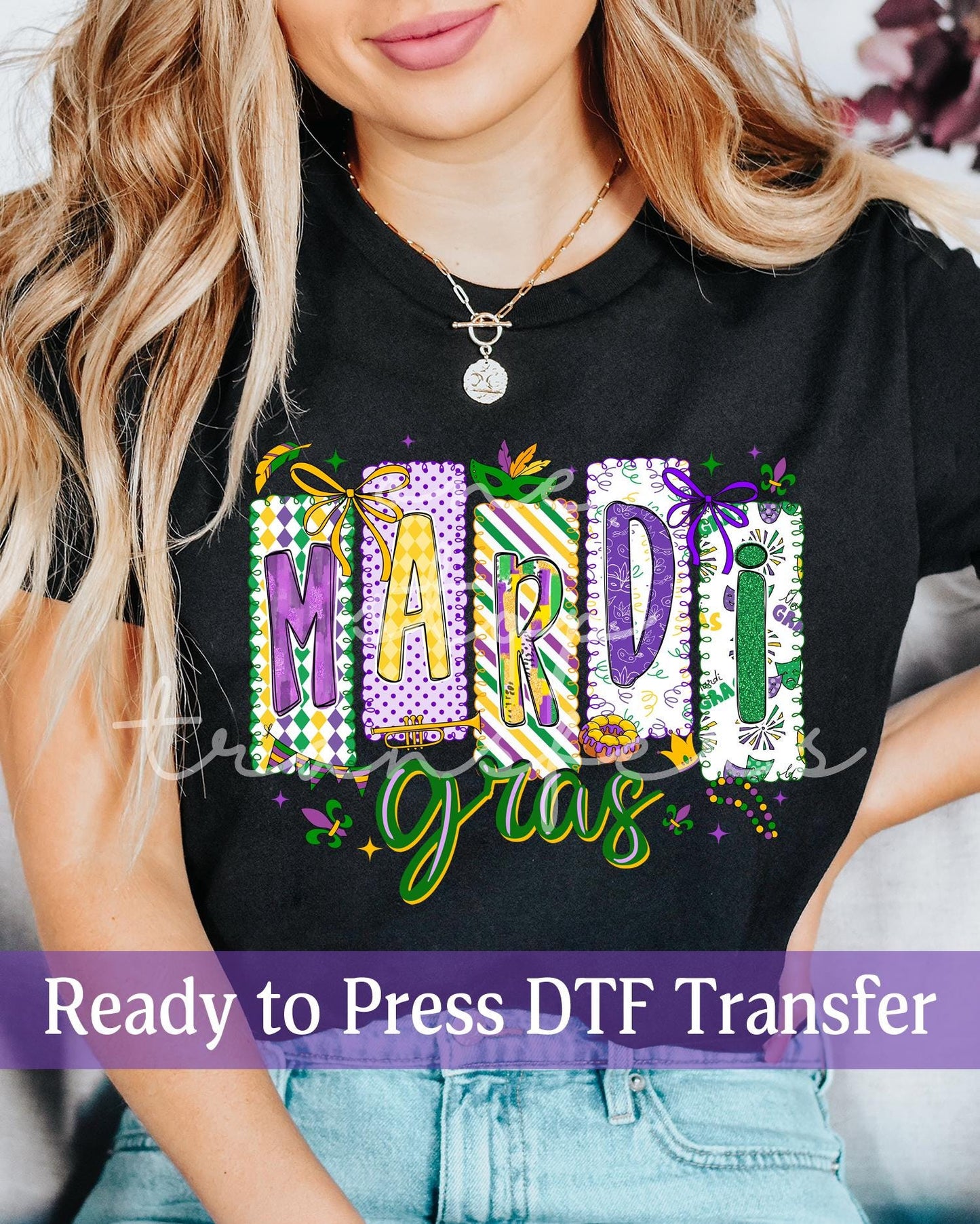 Mardi Gras Preppy Scallop Panels - Ready to Press DTF Transfers