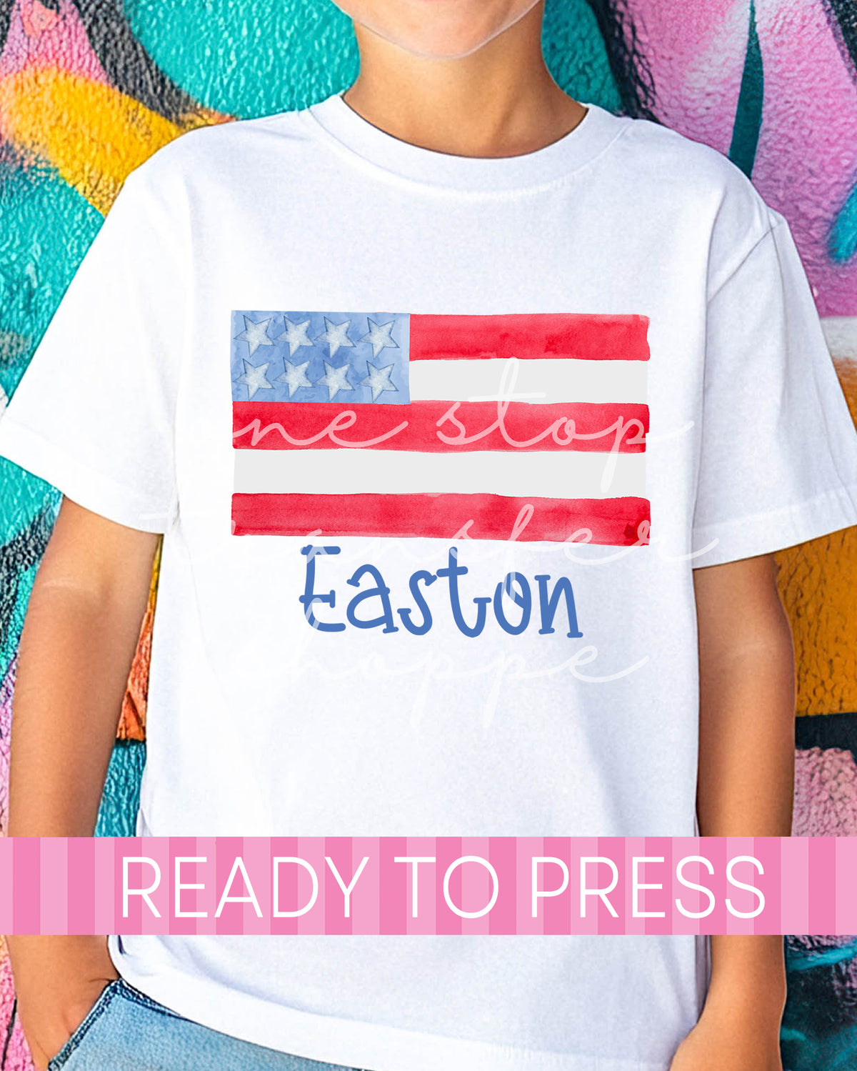 Boys Custom Preppy Watercolor 4th of July Flags - Ready to Press DTF Transfers