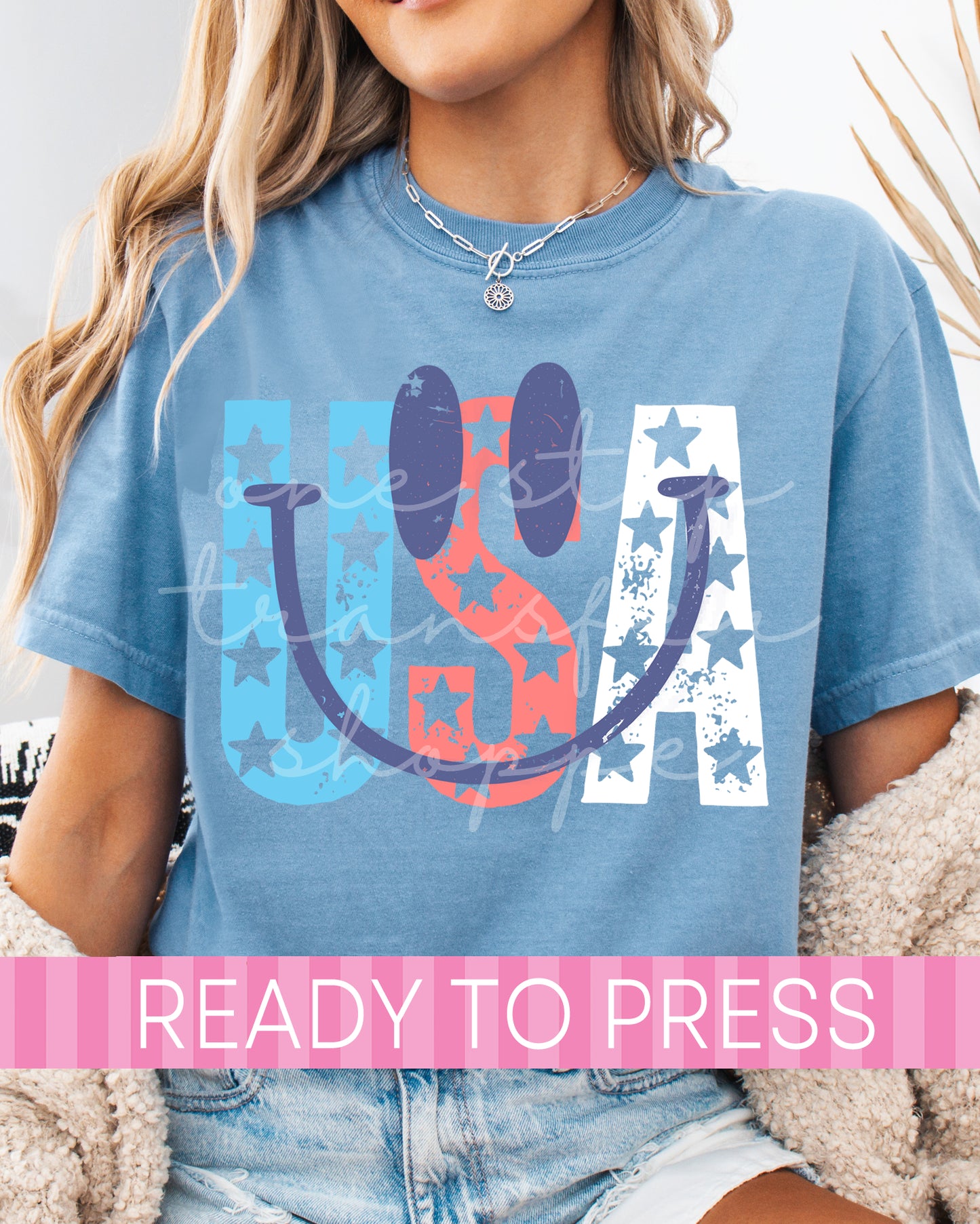 Smiley Face USA 4th of July - Ready to Press DTF Transfers