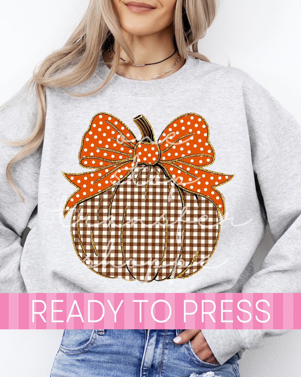 Preppy Coquette Fall Gingham Pumpkin - Ready to Press DTF Transfers