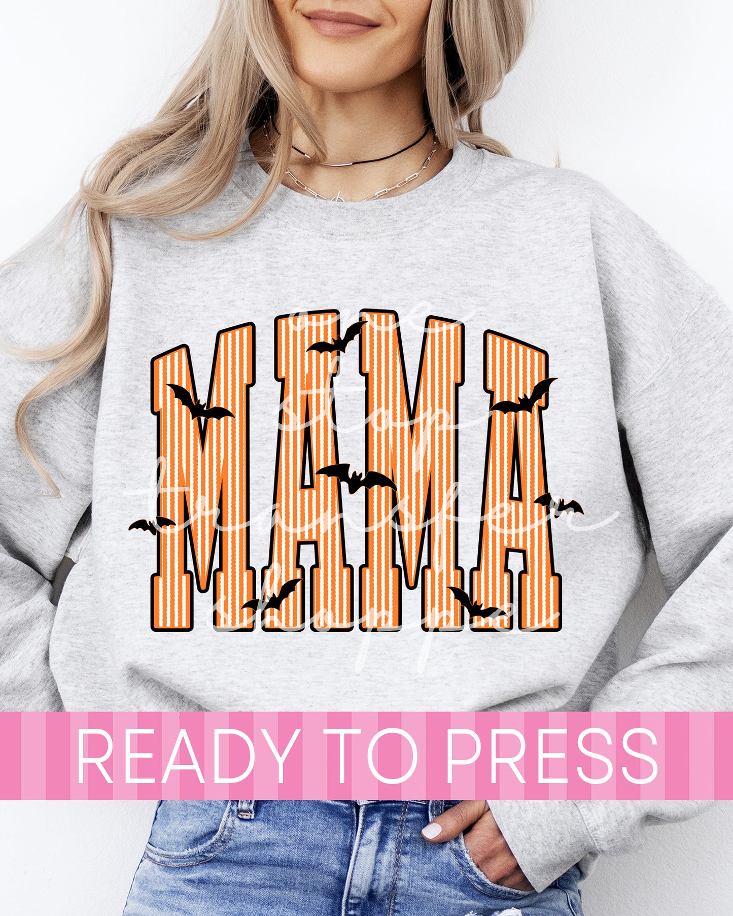 Preppy Halloween Orange Stripes MAMA - Ready to Press DTF Transfers