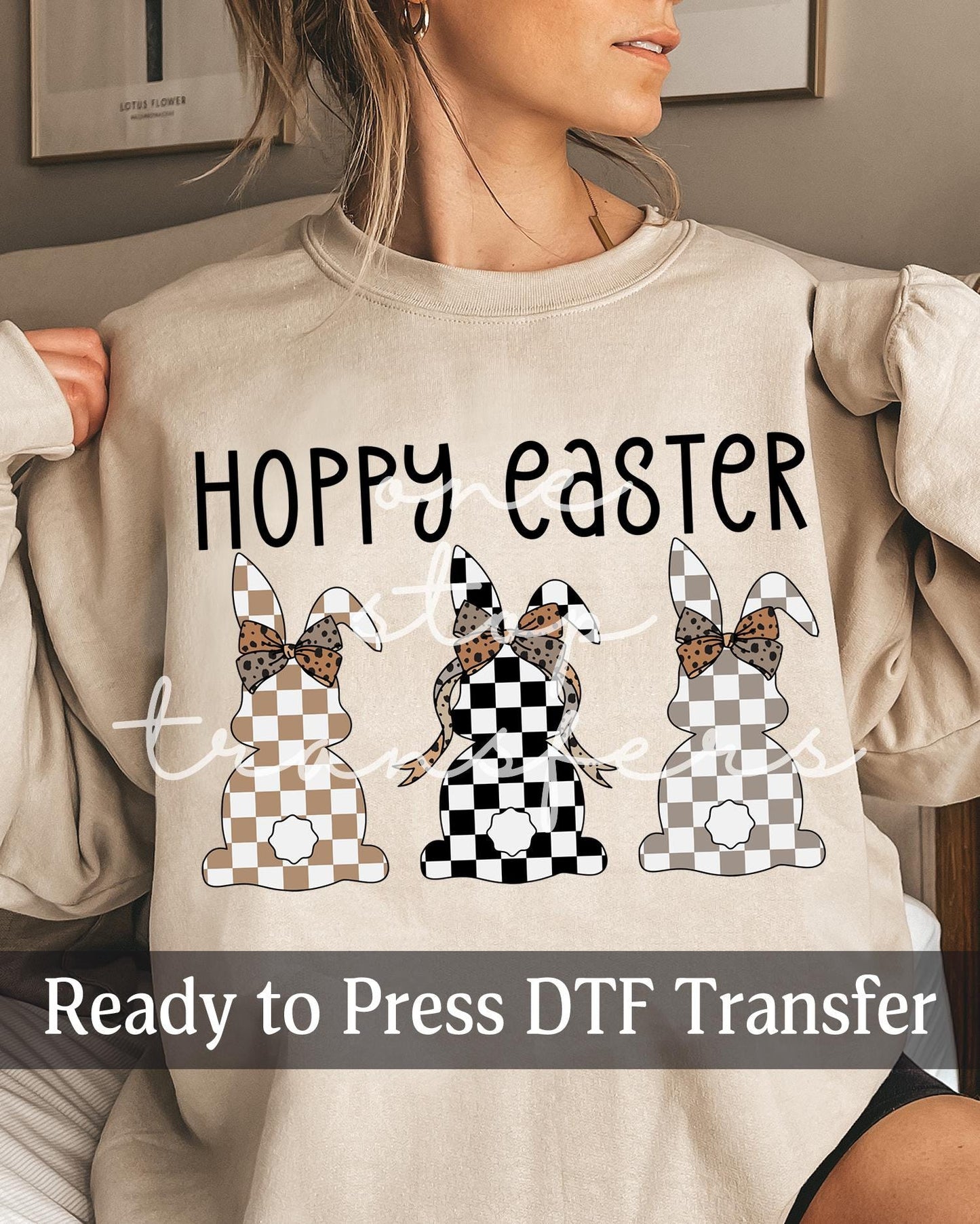 Hoppy Easter Neutral Checker Bunnies - Ready to Press DTF Transfers
