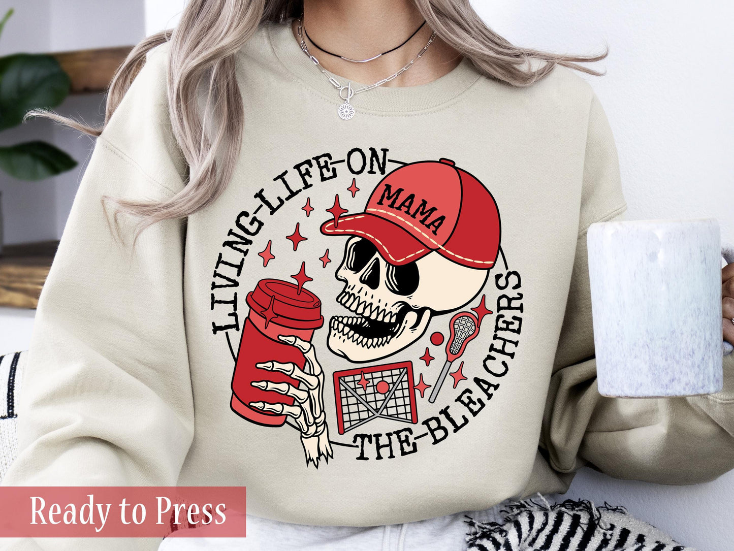 Living Life on the Bleachers Red Lacrosse Mama - Ready to Press DTF Transfers