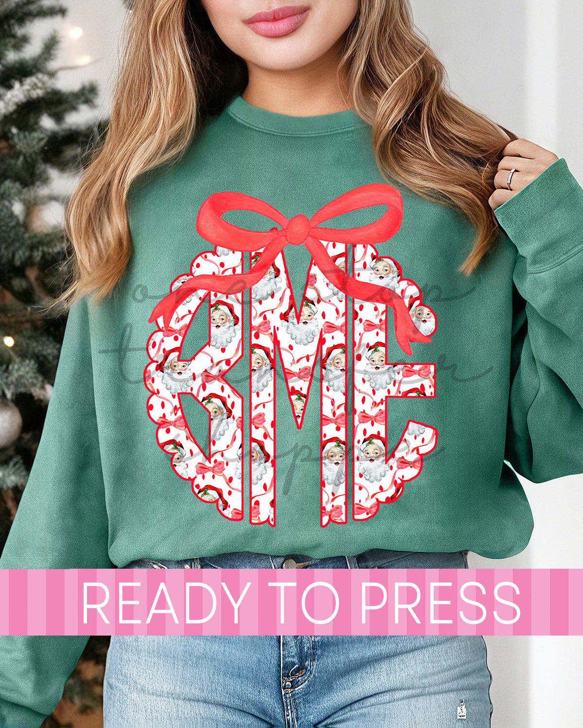 Preppy Scallop Christmas Santa Monogram - Ready to Press DTF Transfers