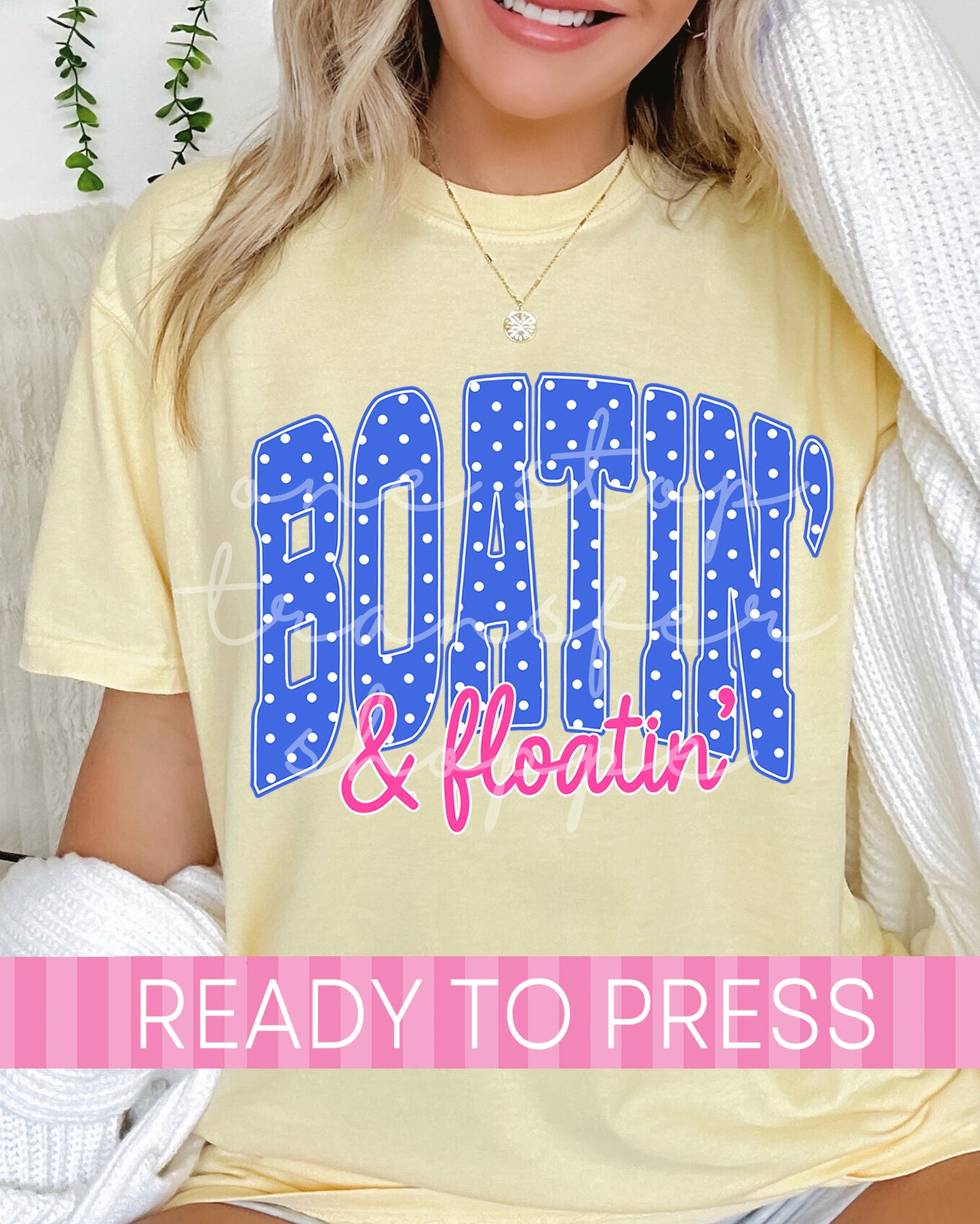 Blue Polka Dot Boatin' and Floatin' - Ready to Press DTF Transfers