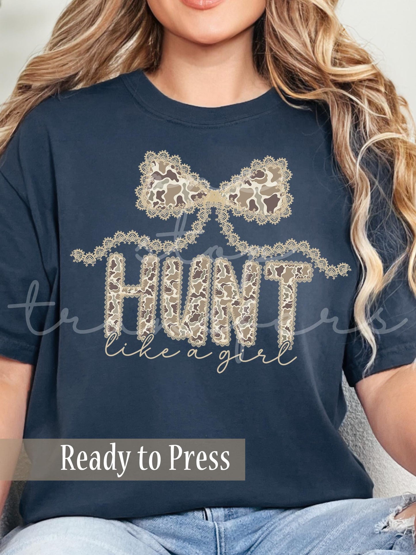 Coquette Shabby Chic Camouflage Hunt Like A Girl - Ready to Press DTF Transfers
