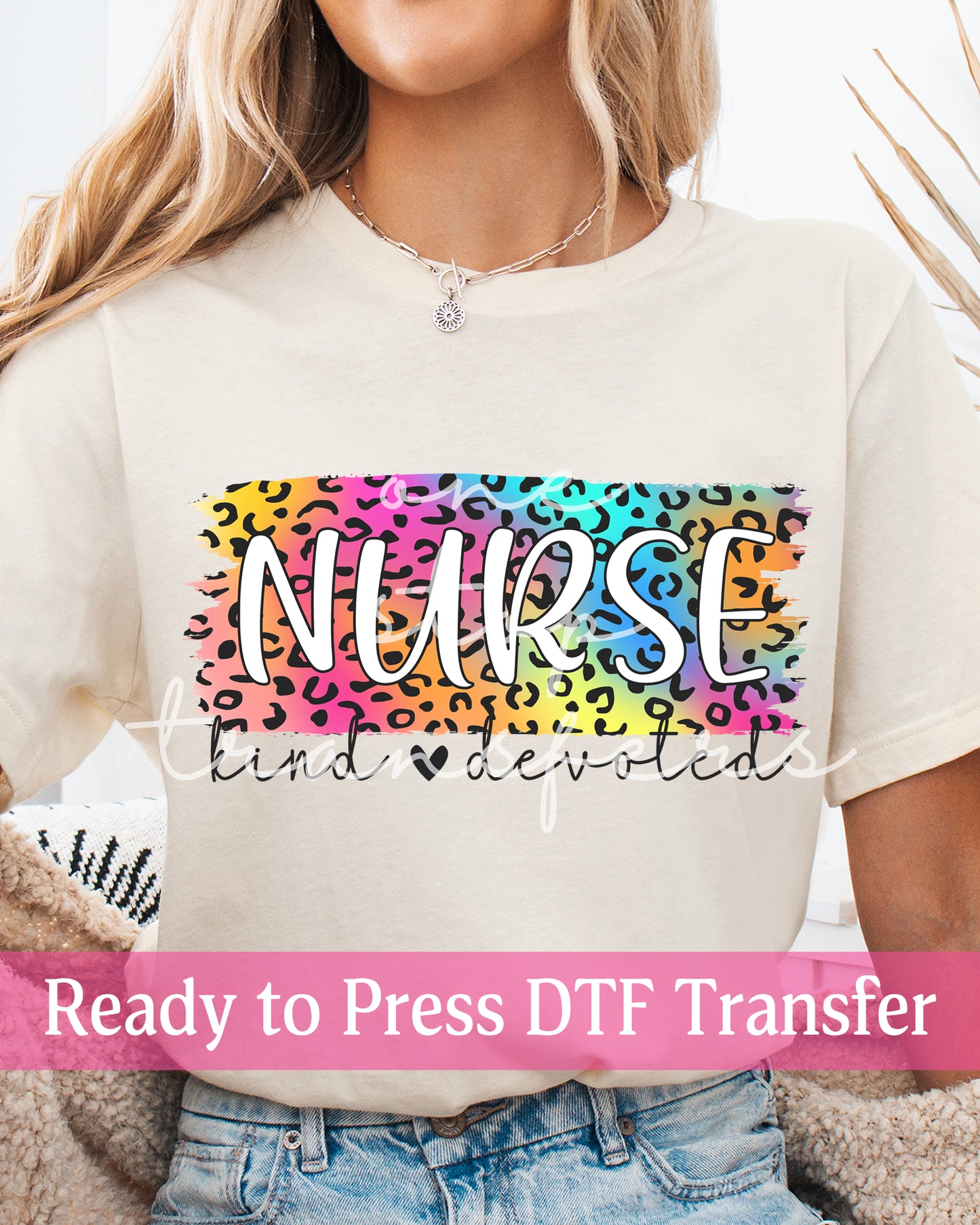 Rainbow Leopard Print Nurse - Ready to Press DTF Transfers