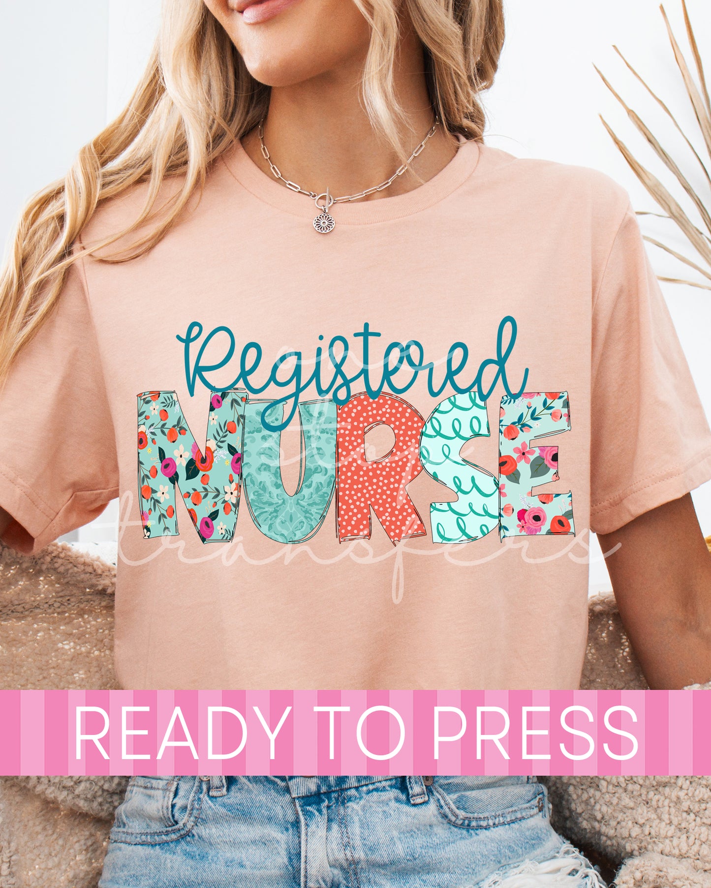Floral Polka Dot Registered Nurse - Ready to Press DTF Transfers