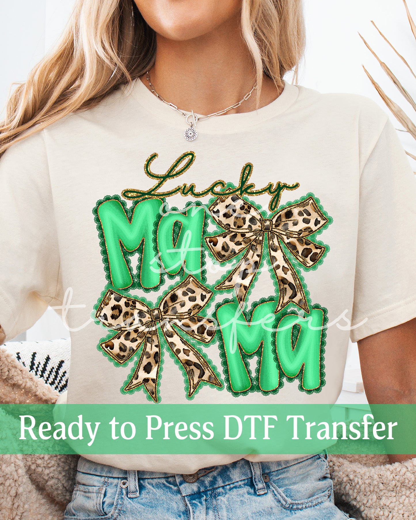 Leopard Bow Lucky MAMA - Ready to Press DTF Transfers