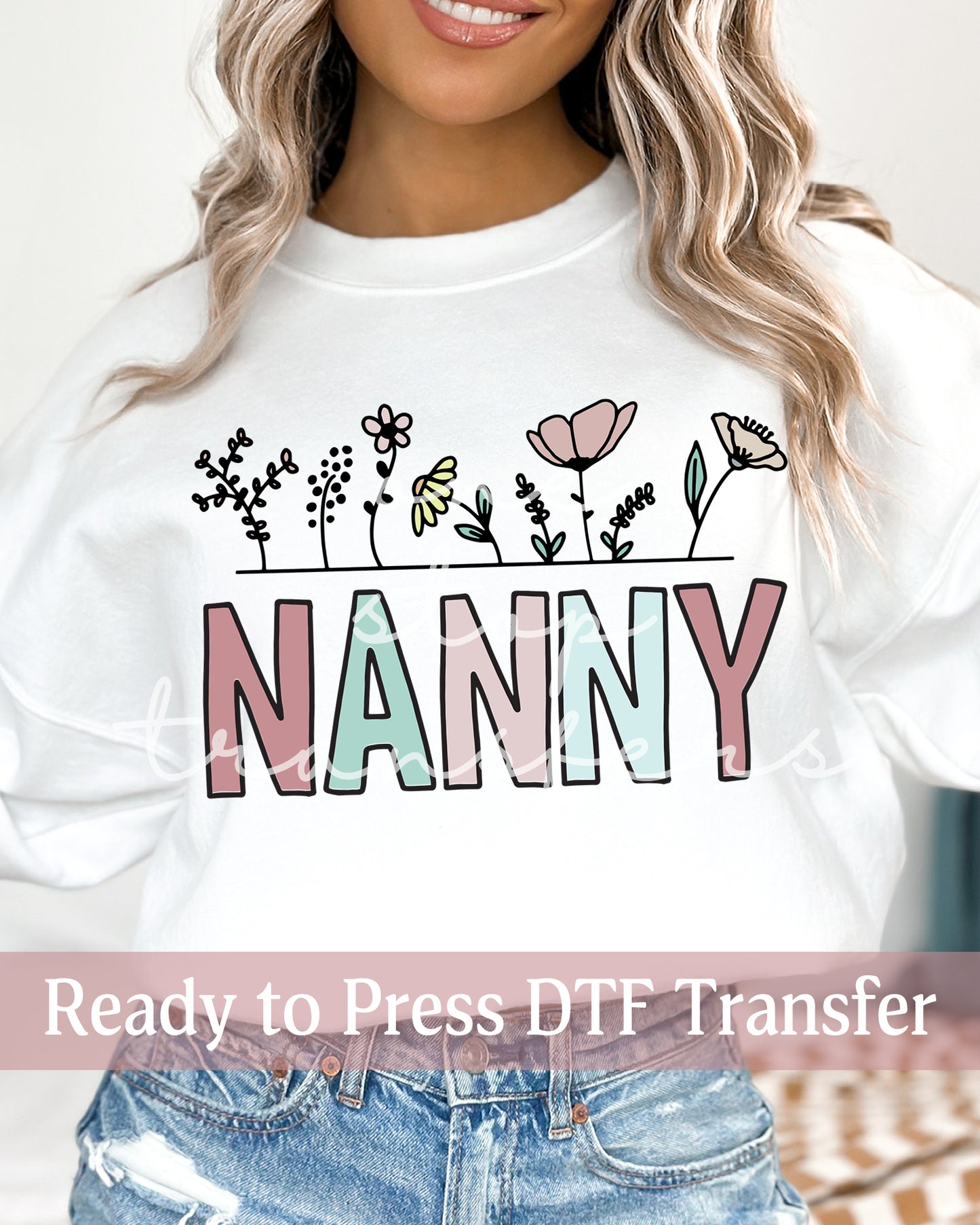 Grandma, Mimi, Nanny Muted Flower Garden - Ready to Press DTF Transfers