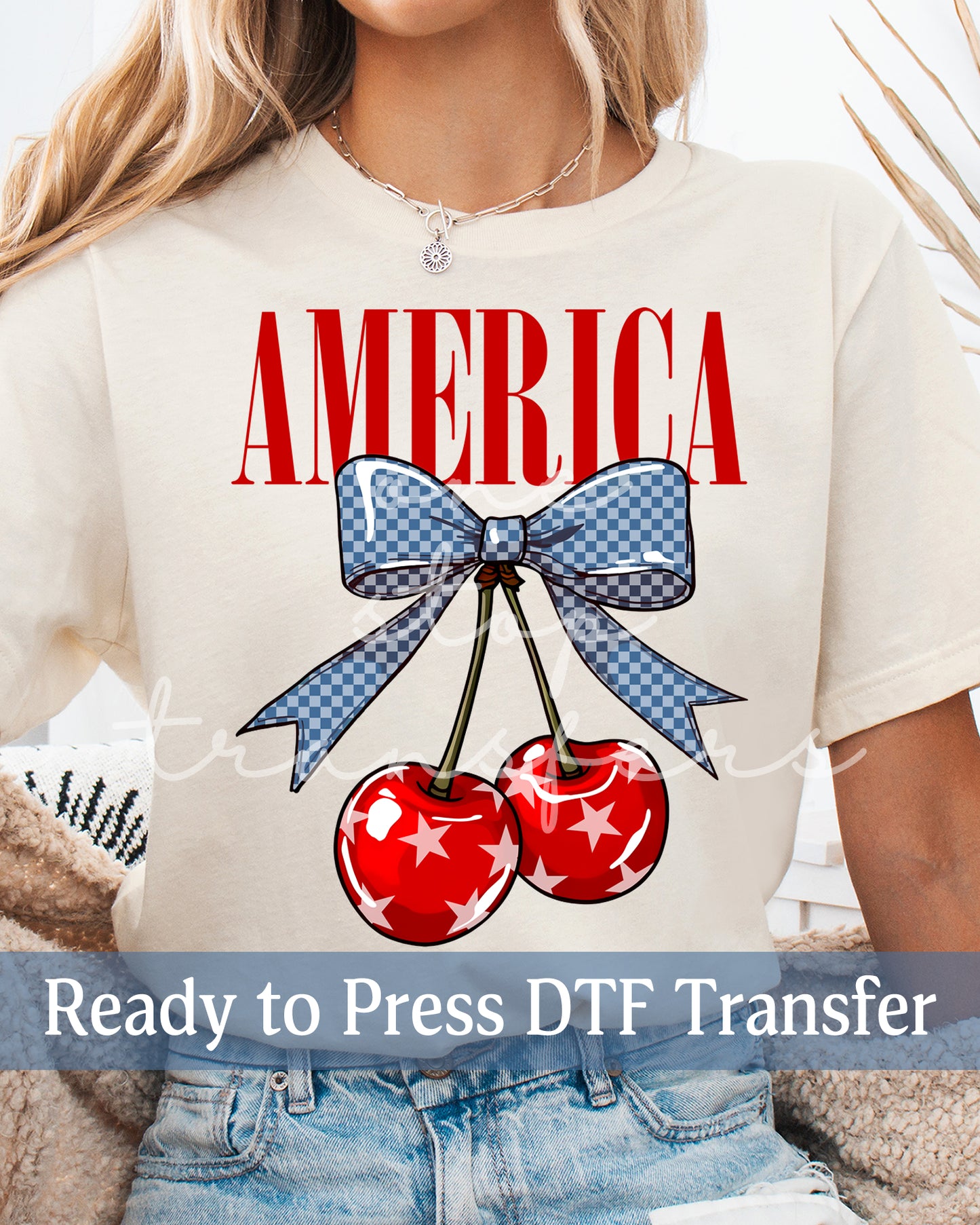 Checker Coquette America Cherries - Ready to Press DTF Transfers