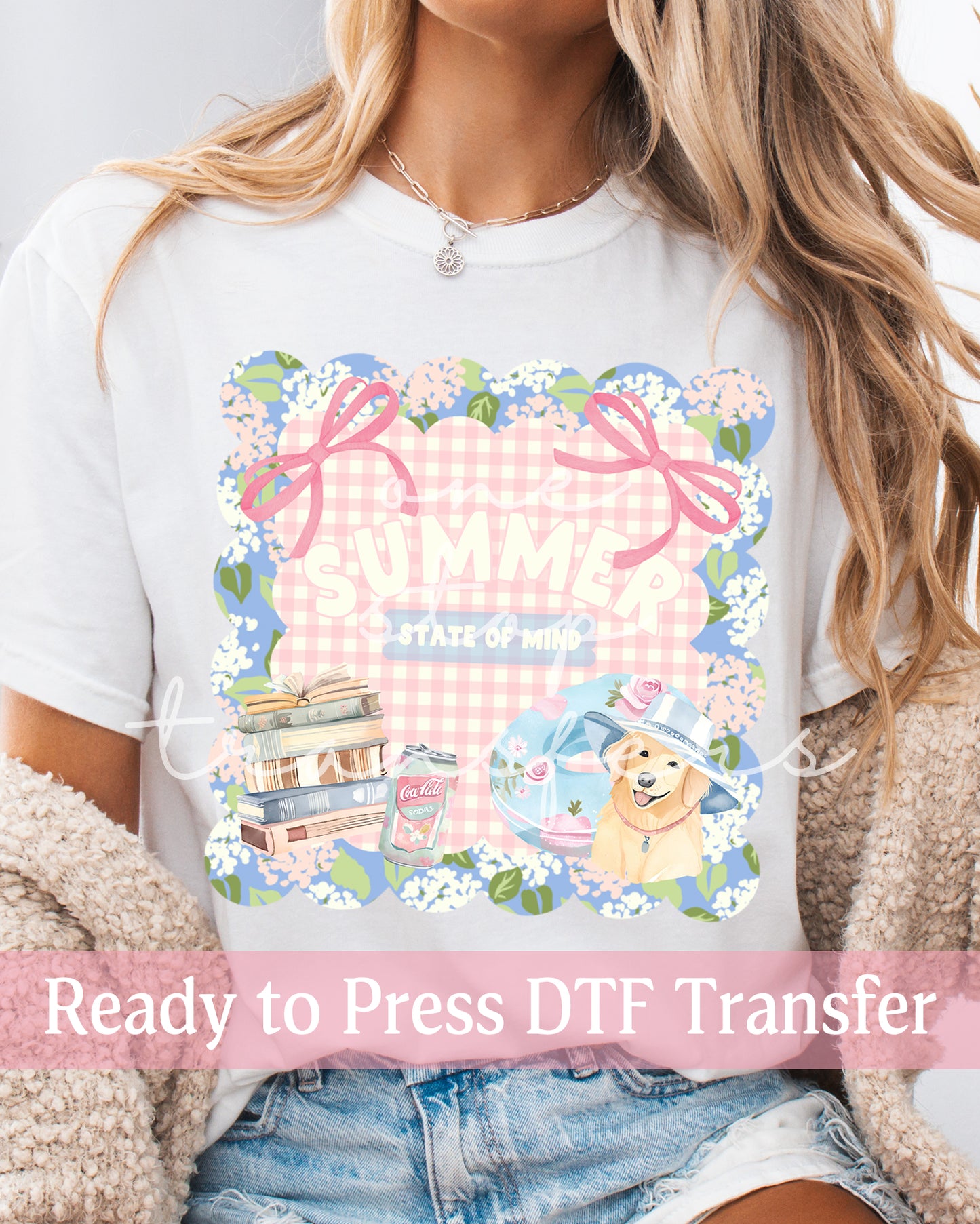 Preppy Shabby Chic Summer State Of Mind - Ready to Press DTF Transfers
