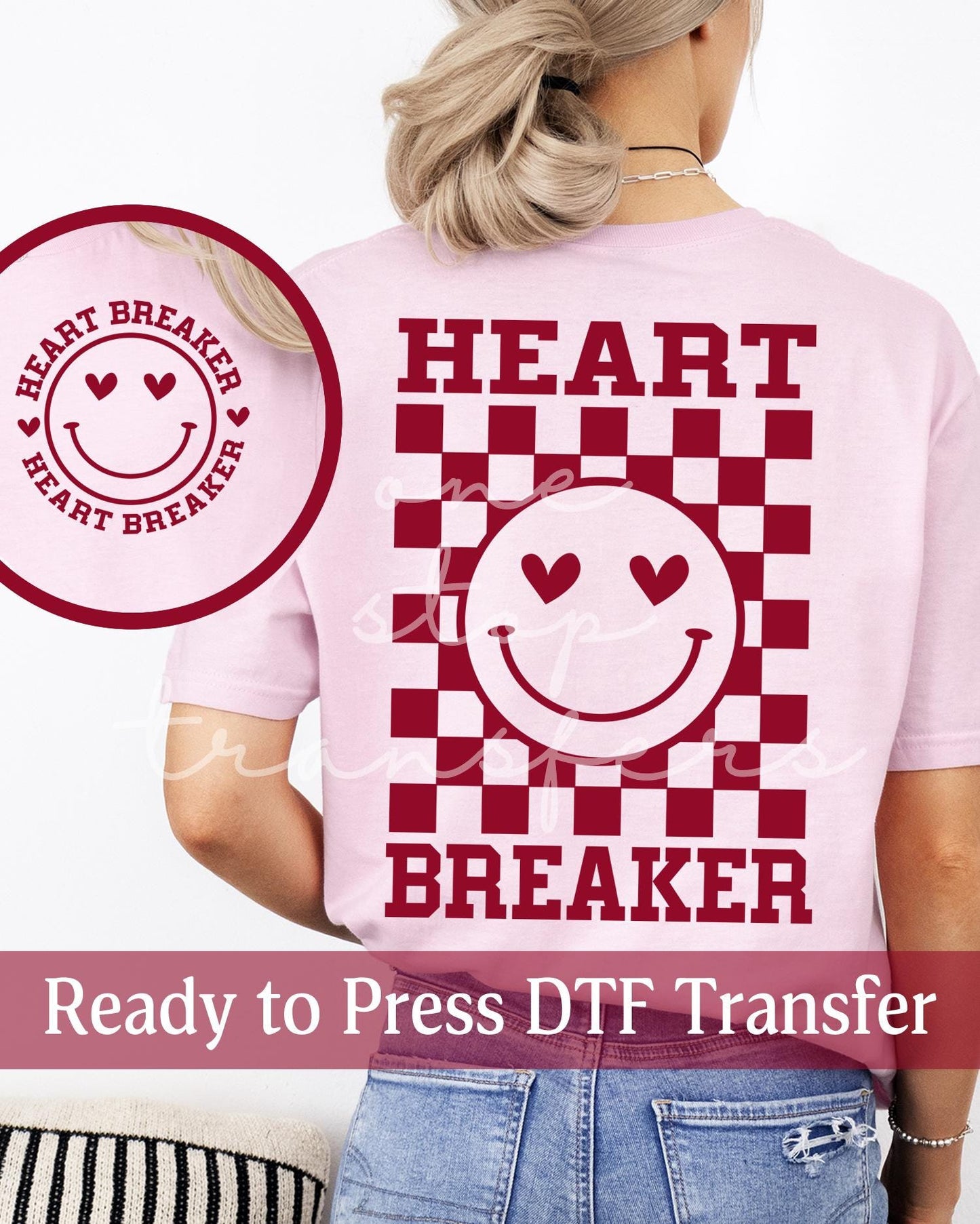 Valentine's Day Checker Smiley Face Heart Breaker - Ready to Press DTF Transfers