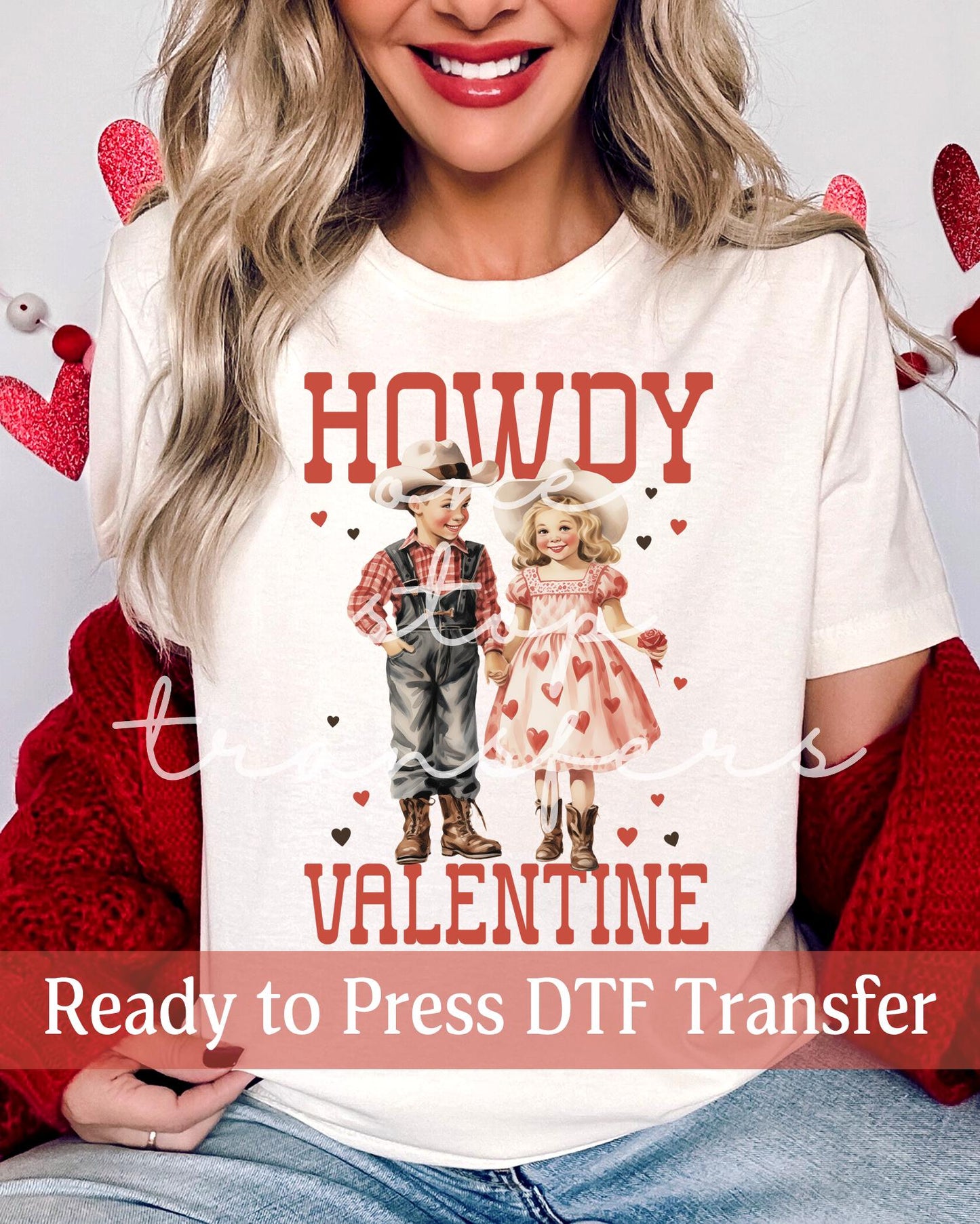 Valentine's Day Vintage Howdy Valentine Boy and Girl - Ready to Press DTF Transfers