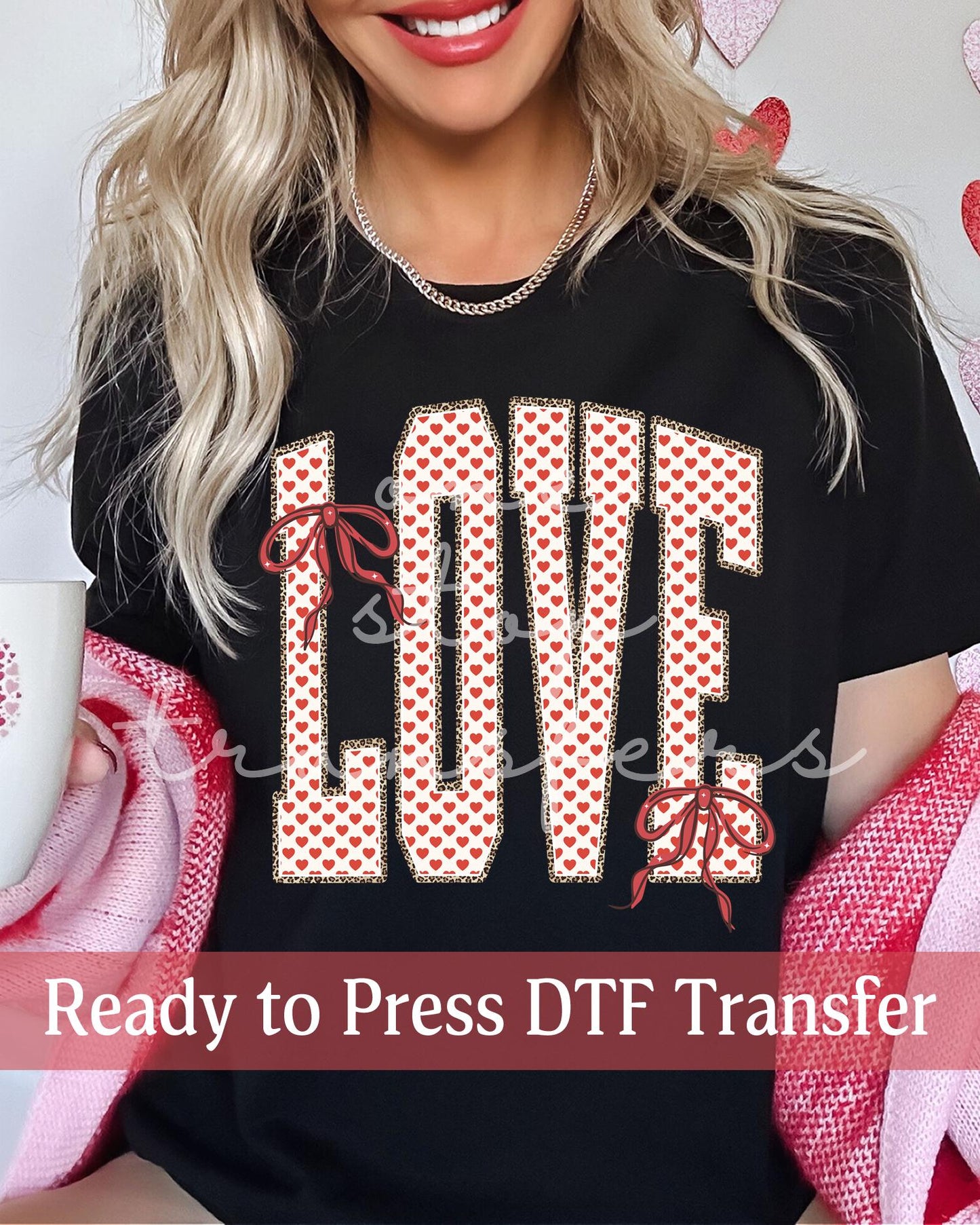 Leopard Valentine's Day Coquette Varsity Hearts LOVE - Ready to Press DTF Transfers
