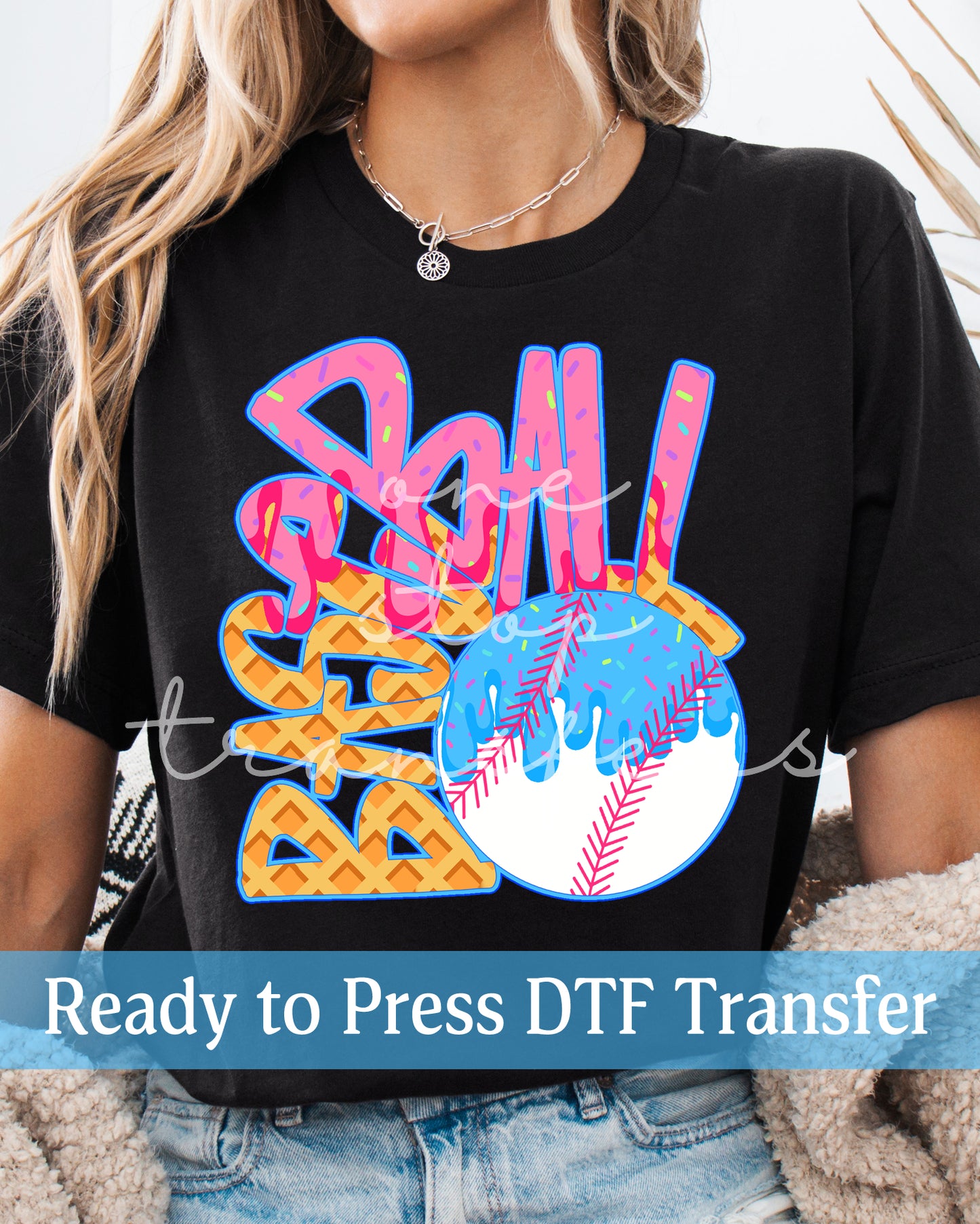 Baseball Ice Cream Cone Drip - Ready to Press DTF Transfers