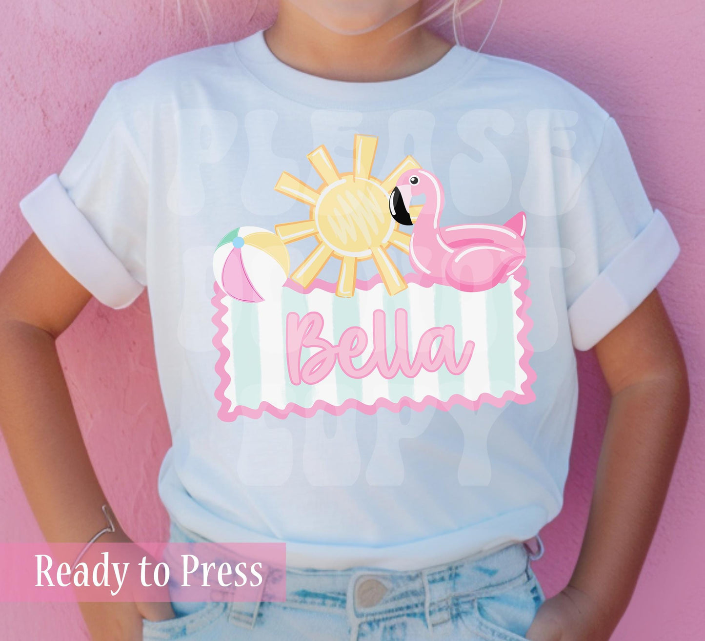 Custom Summer Flamingo Name Plate - Ready to Press DTF Transfers