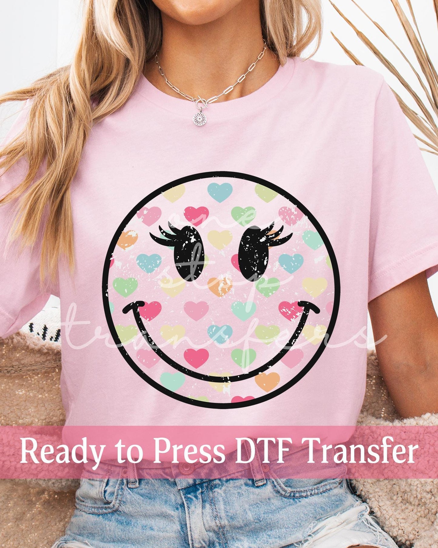 Valentine's Day Colorful Hearts Smiley Face - Ready to Press DTF Transfers