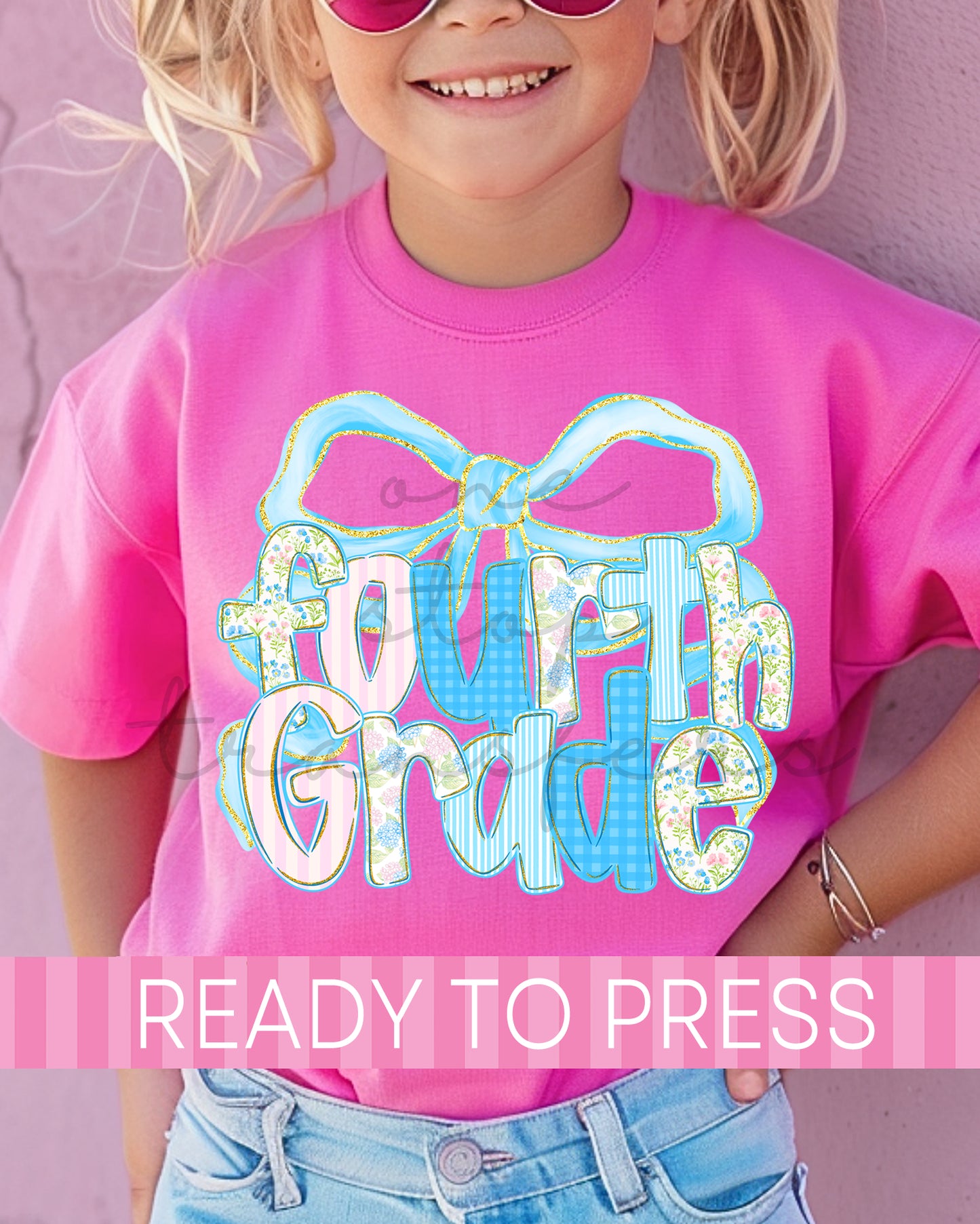 Pre-K - 4th Grade Blue Coquette School Grades - Ready to Press DTF Transfers