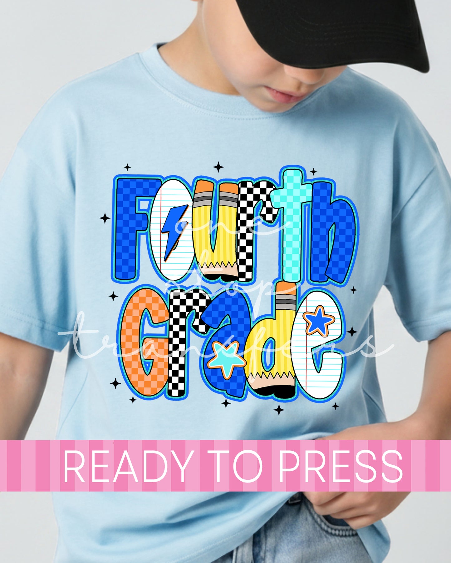 Pre-K - 4th Grade Blue Orange Checker School Grades - Ready to Press DTF Transfers