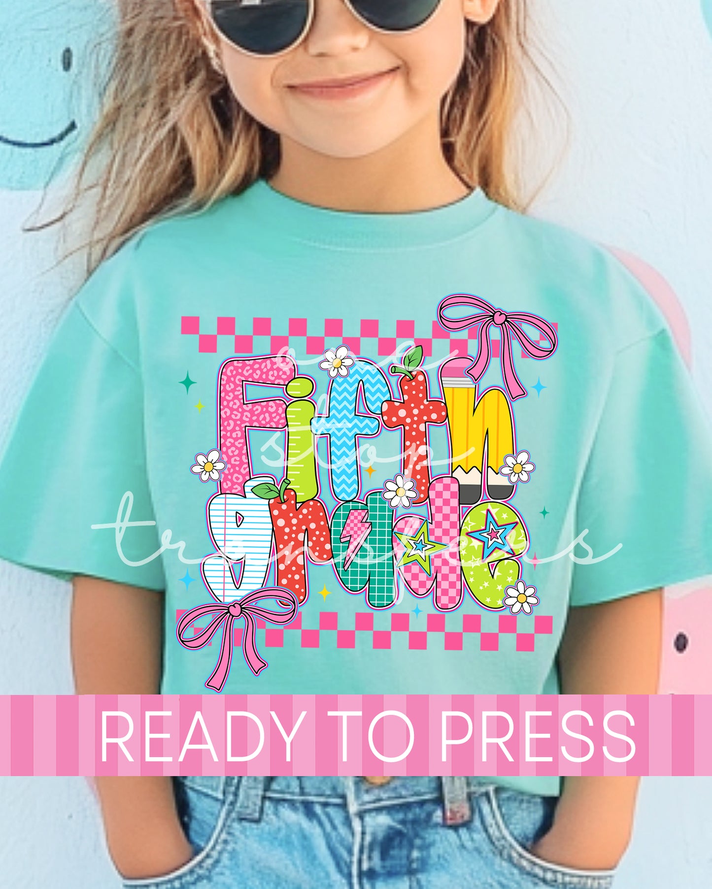 Pre-K - 5th Grade Coquette Checker School Grades - Ready to Press DTF Transfers