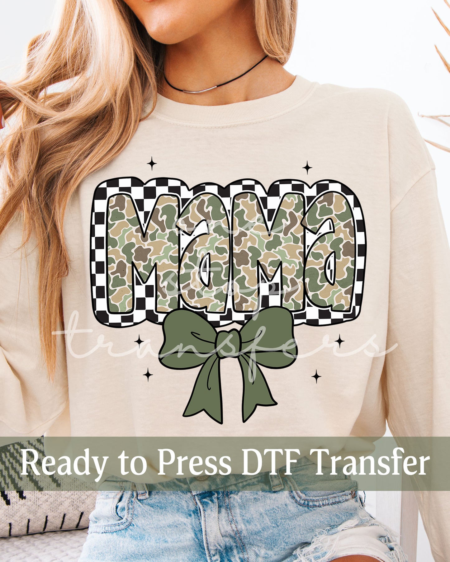 Camo Checker Coquette MAMA - Ready to Press DTF Transfers
