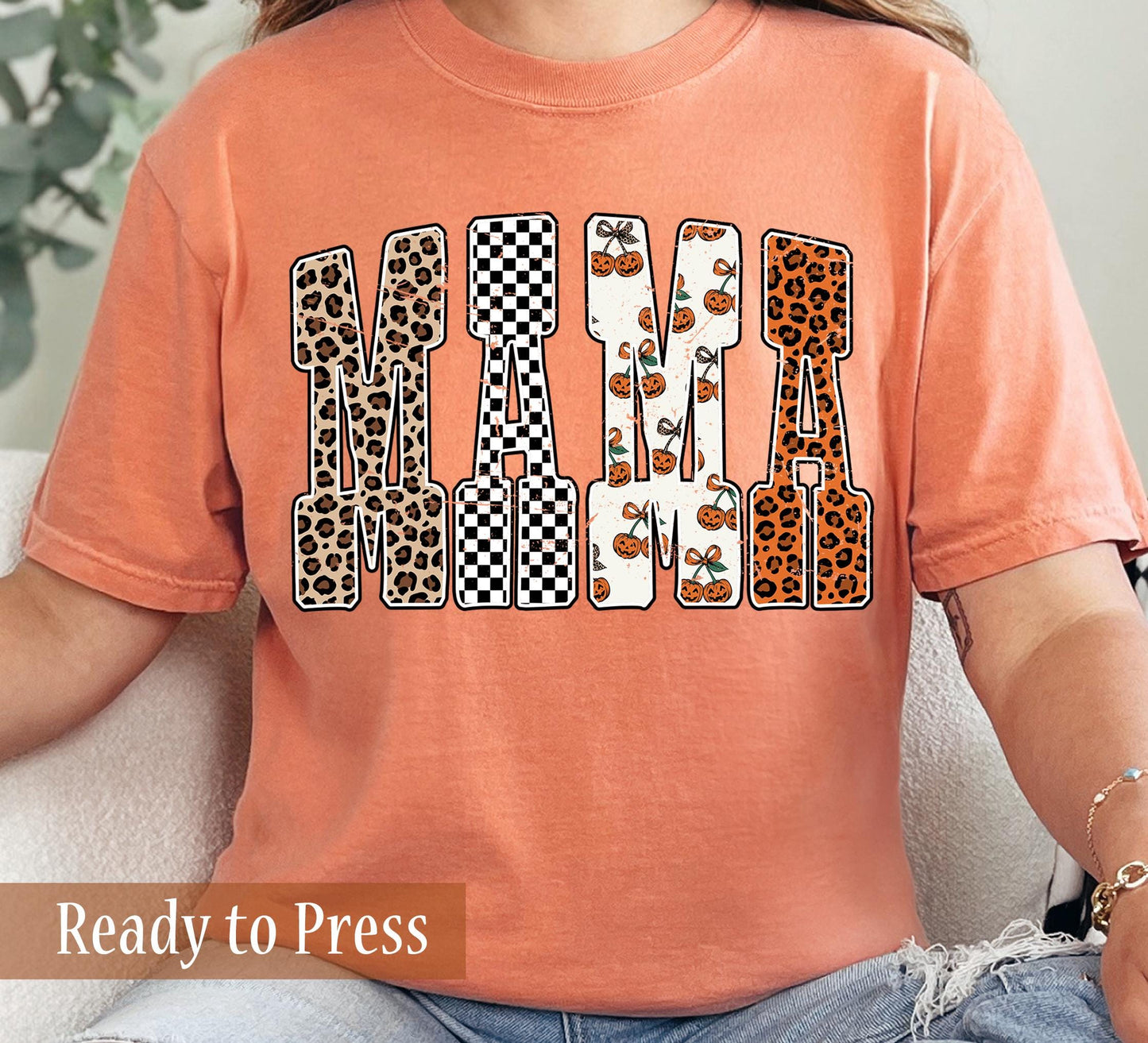 Distressed Leopard Checker Pumpkins Fall MAMA - Ready to Press DTF Transfers