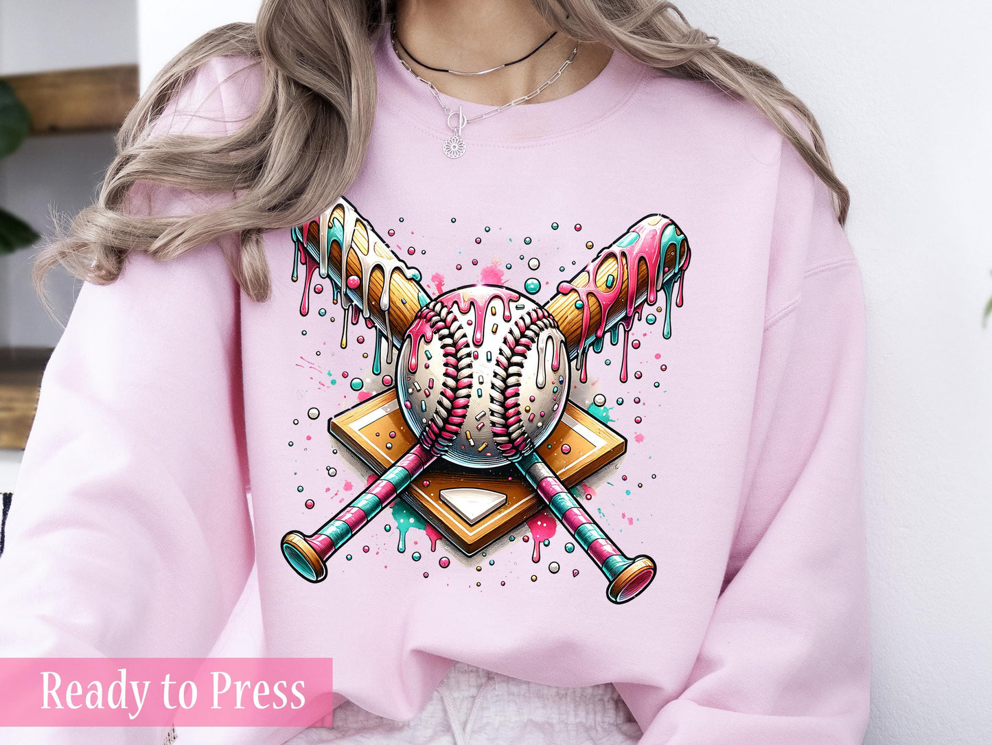 Baseball Ice Cream Drip - Ready to Press DTF Transfers