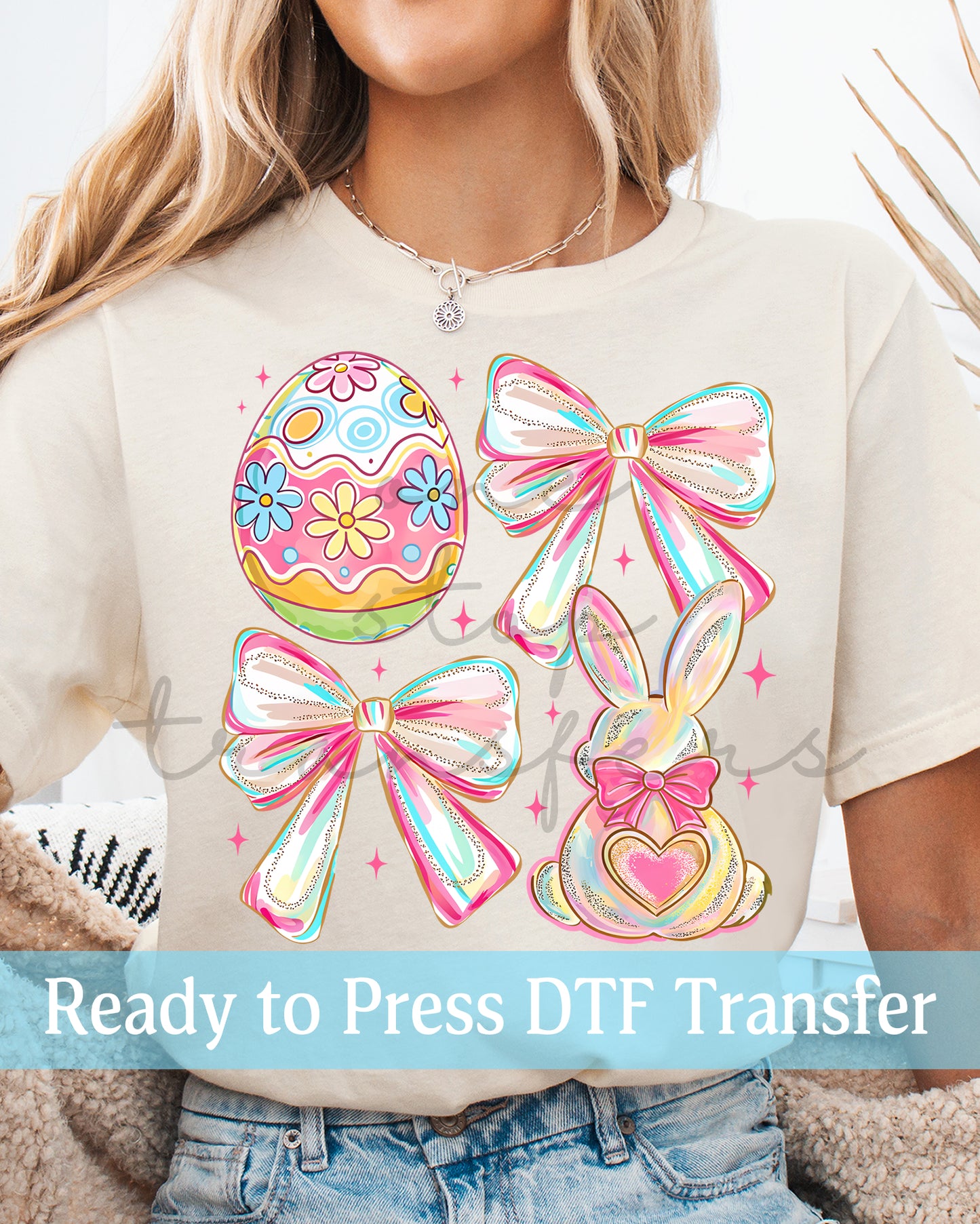 Coquette Bunny and Egg - Ready to Press DTF Transfers