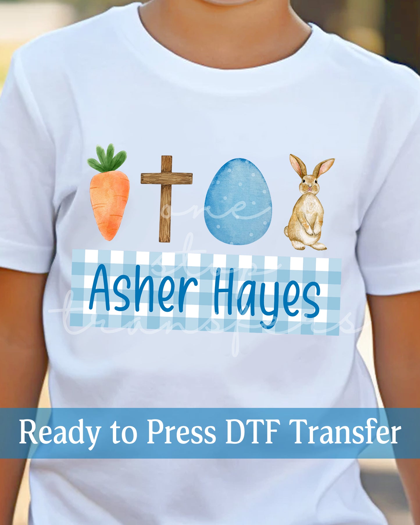 Custom Name Boy Easter Carrot Cross Egg Bunny - Ready to Press DTF Transfers