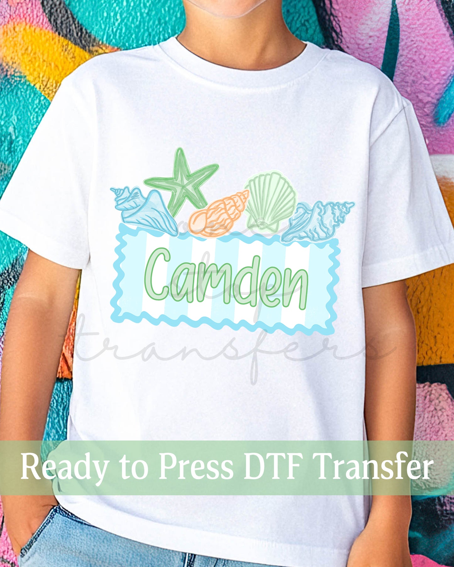 Custom Boy Seashells Name Plate - Ready to Press DTF Transfers