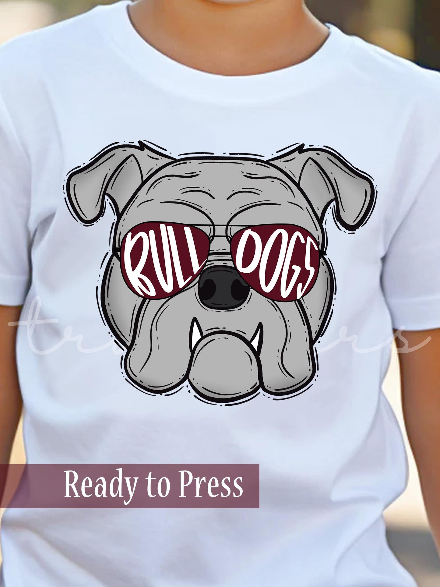 Preppy Bulldog Mascot with Glasses - Ready to Press DTF Transfers
