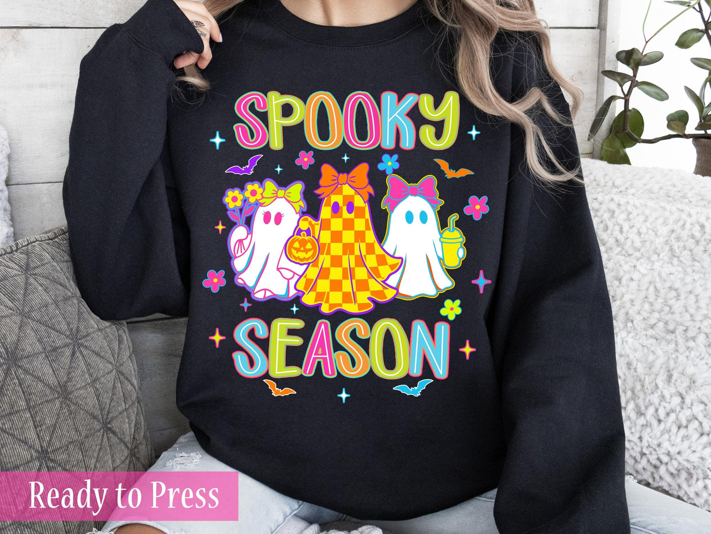 Neon Halloween Spooky Season Girly Ghosts - Ready to Press DTF Transfers