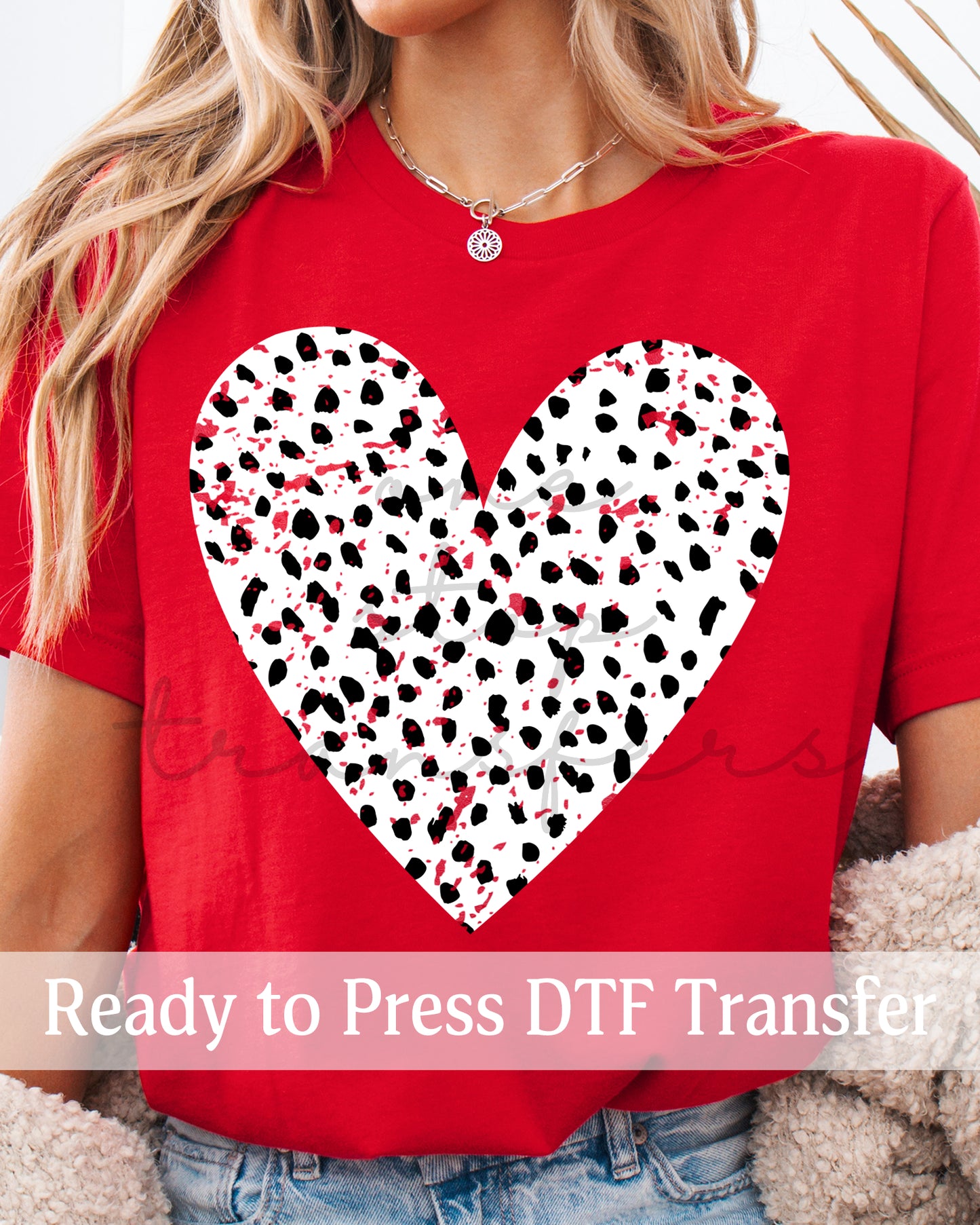 Valentine's Day Grunge Dalmatian Dots Heart - Ready to Press DTF Transfers