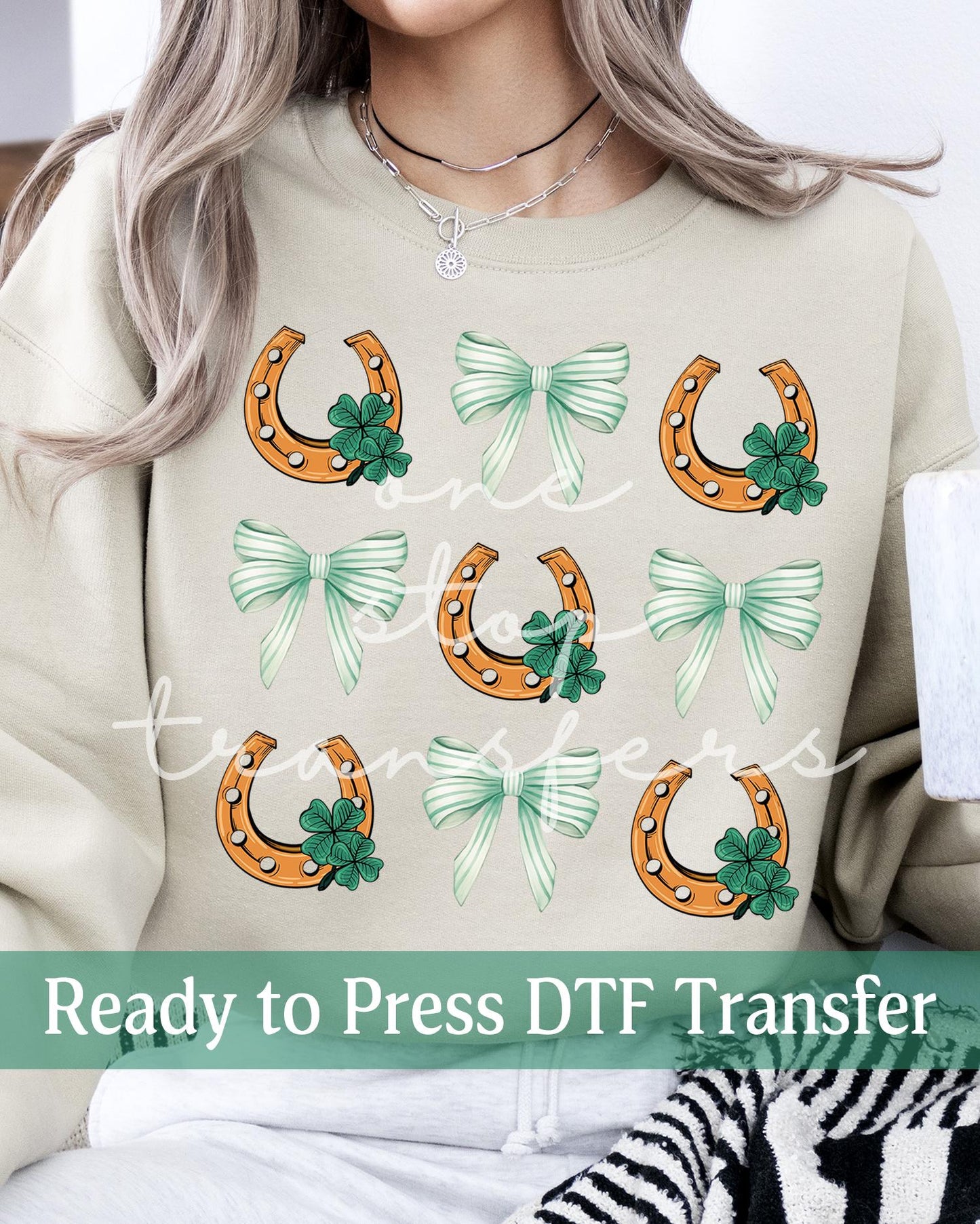 Coquette St. Patrick's Day Horseshoes and Clovers Collage - Ready to Press DTF Transfers