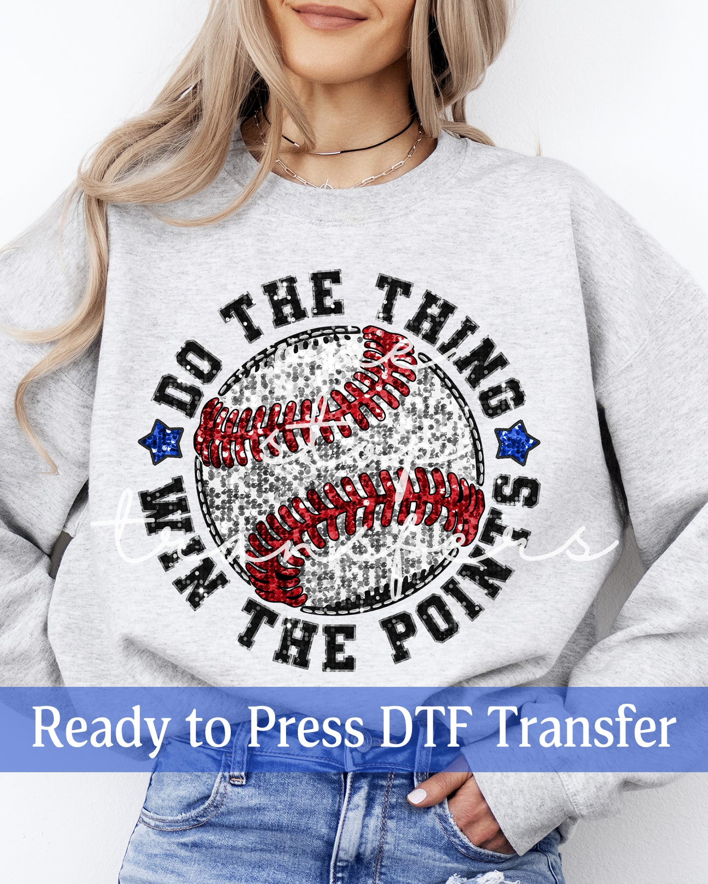 Faux Glitter Baseball Do The Thing Win The Points - Ready to Press DTF Transfers
