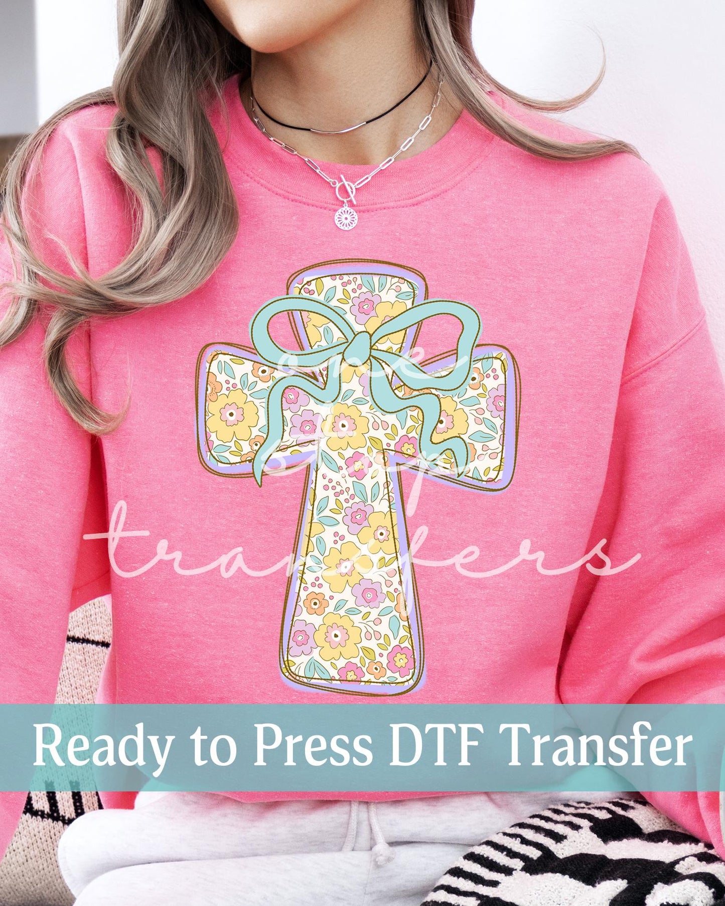 Floral Coquette Pastel Cross - Ready to Press DTF Transfers