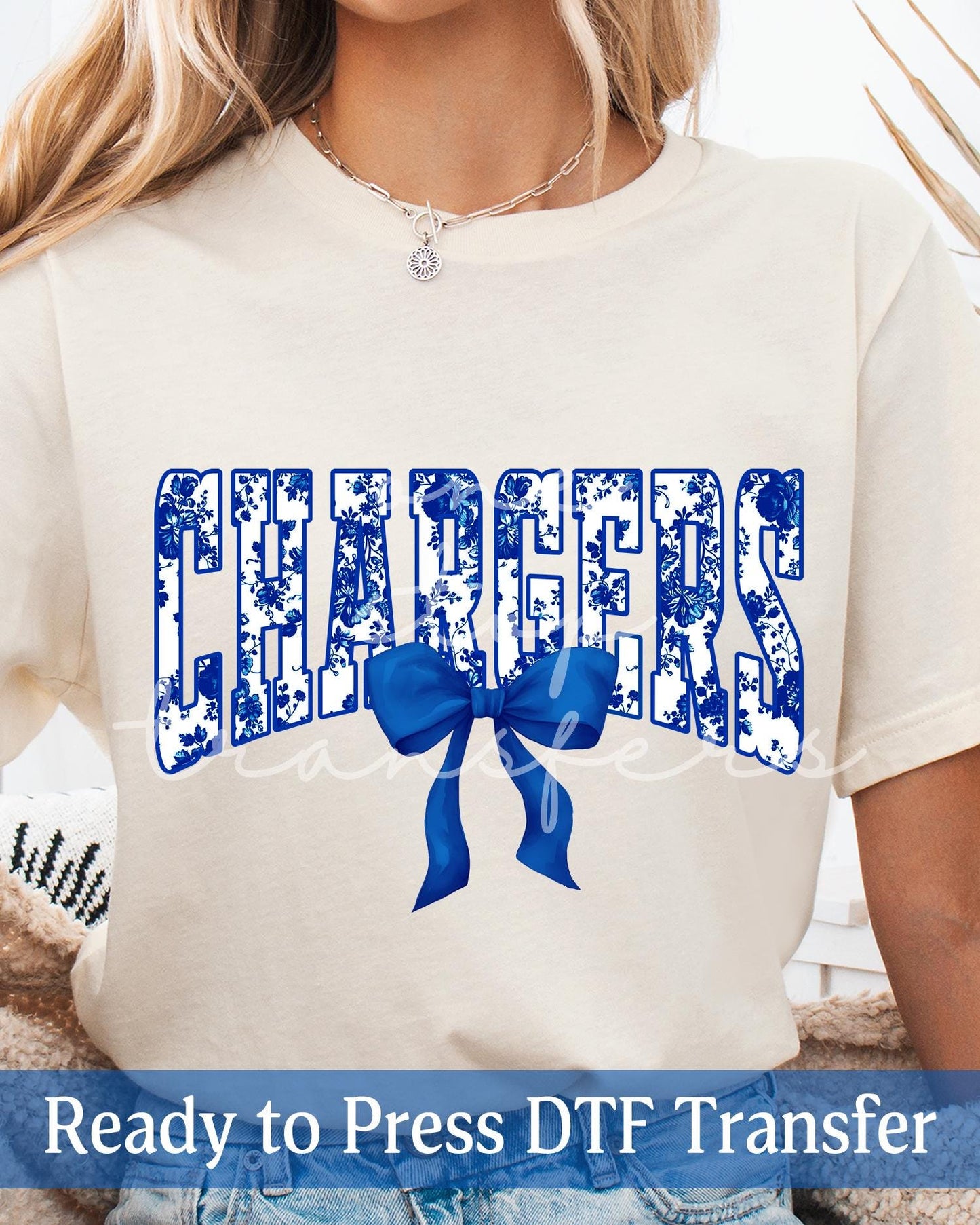 Coquette Chinoiserie Varsity CHARGERS - Ready to Press DTF Transfers