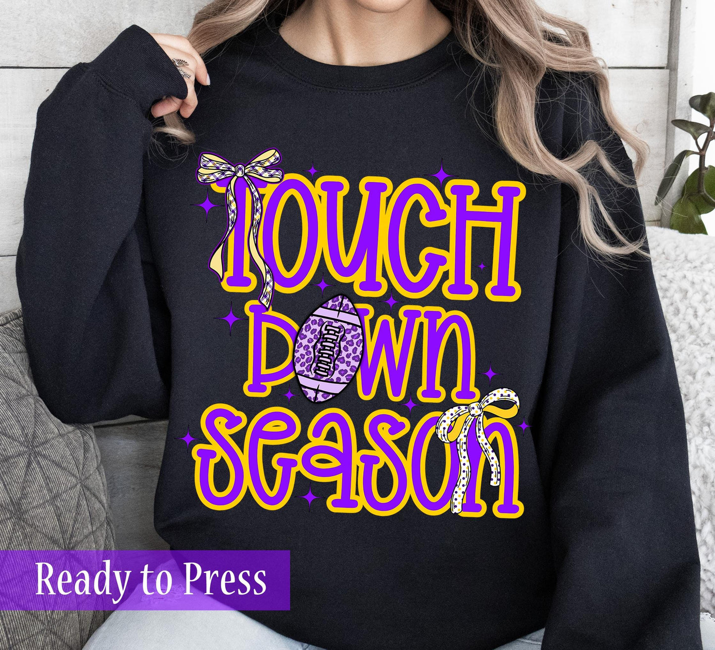 Preppy Coquette Touchdown Season Purple and Gold - Ready to Press DTF Transfers
