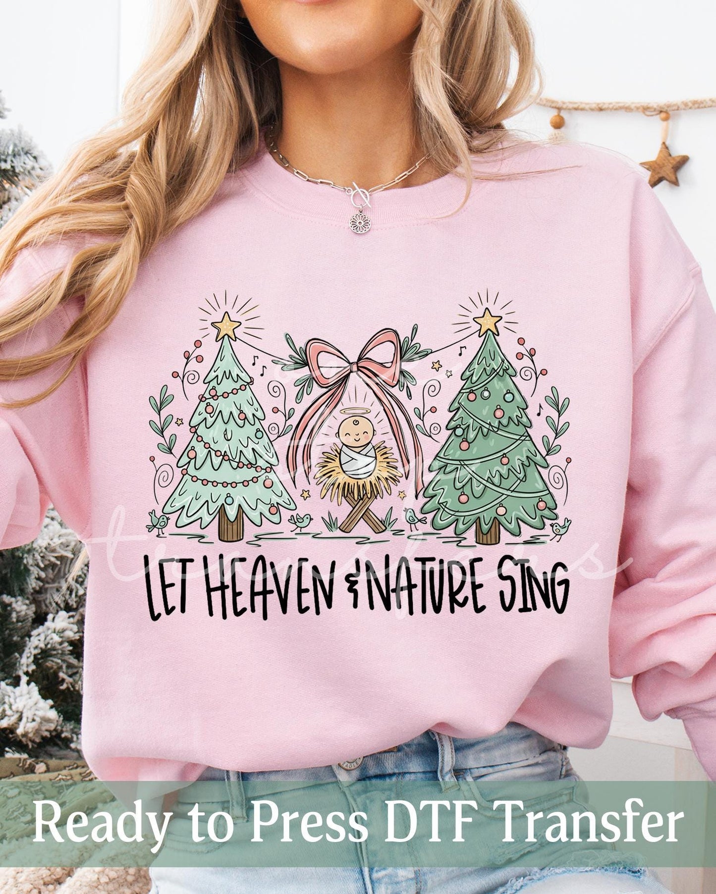 Let Heaven and Nature Sing Christmas Tree Nativity - Ready to Press DTF Transfers