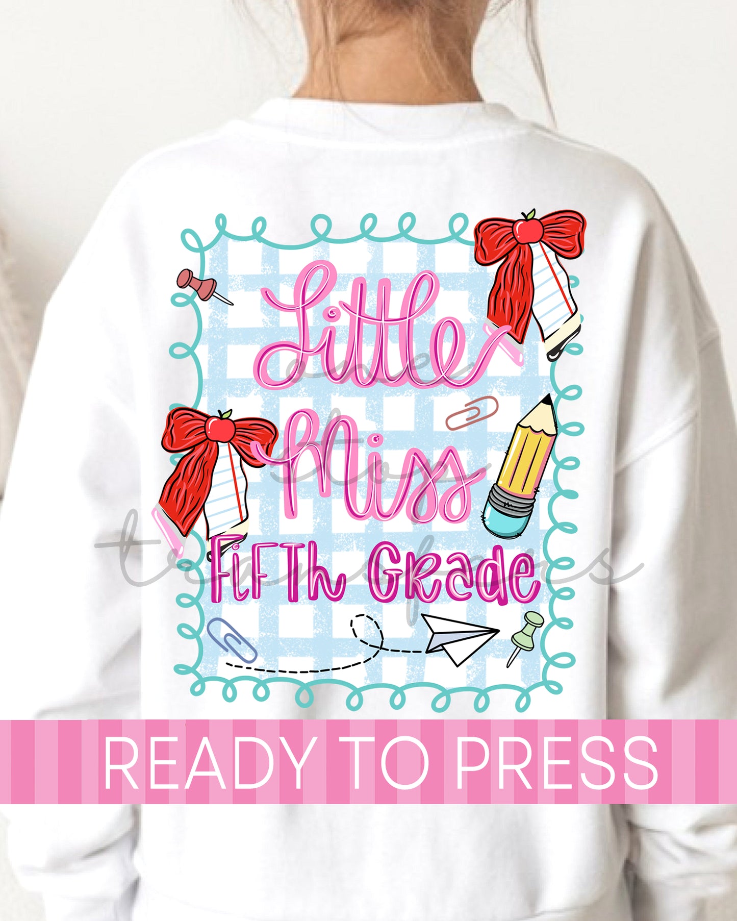 Pre-K - 5th Grade Scallop Gingham School Grades - Ready to Press DTF Transfers with Pocket